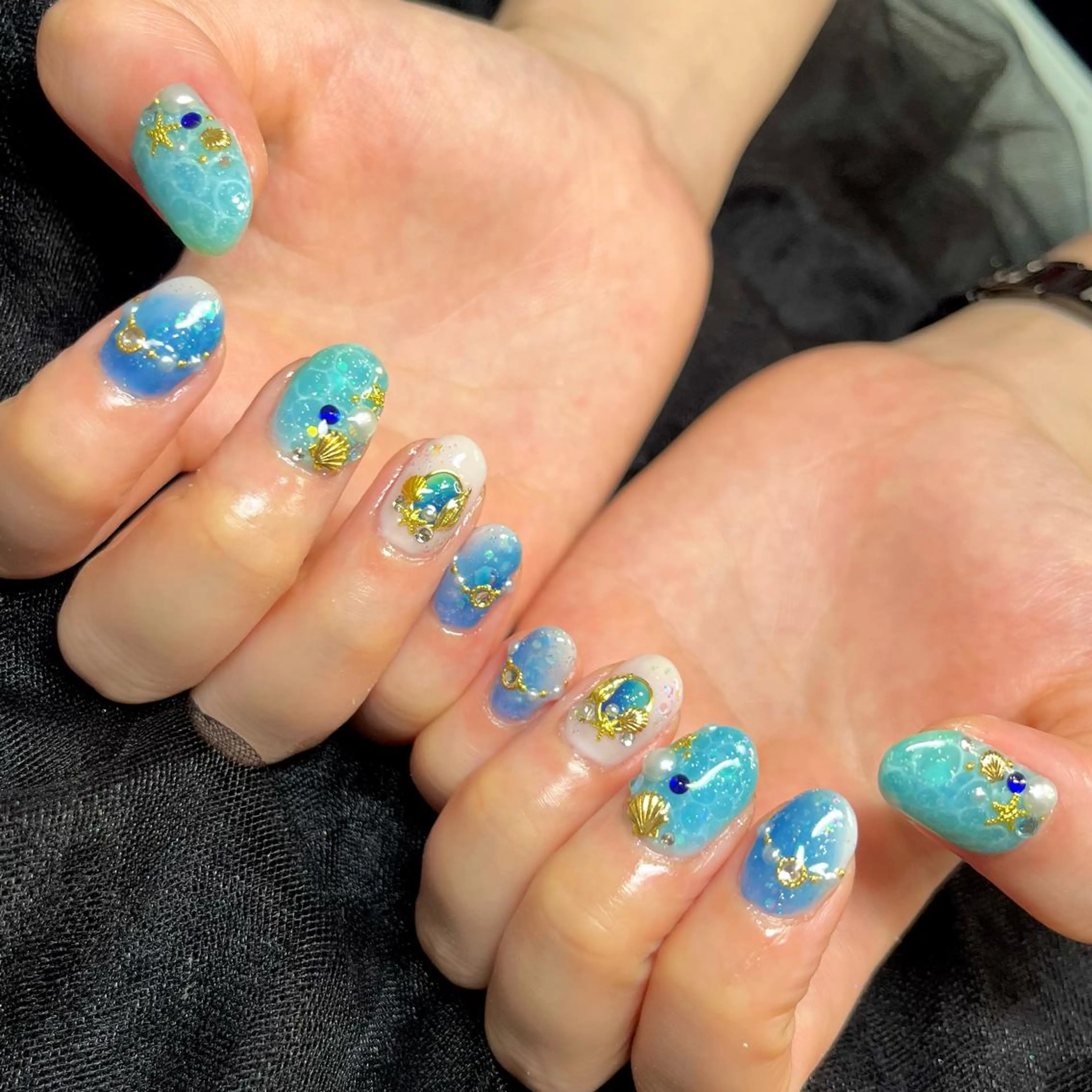 ネイル アートネイル 夏ネイル 森 まりなのネイルデザイン