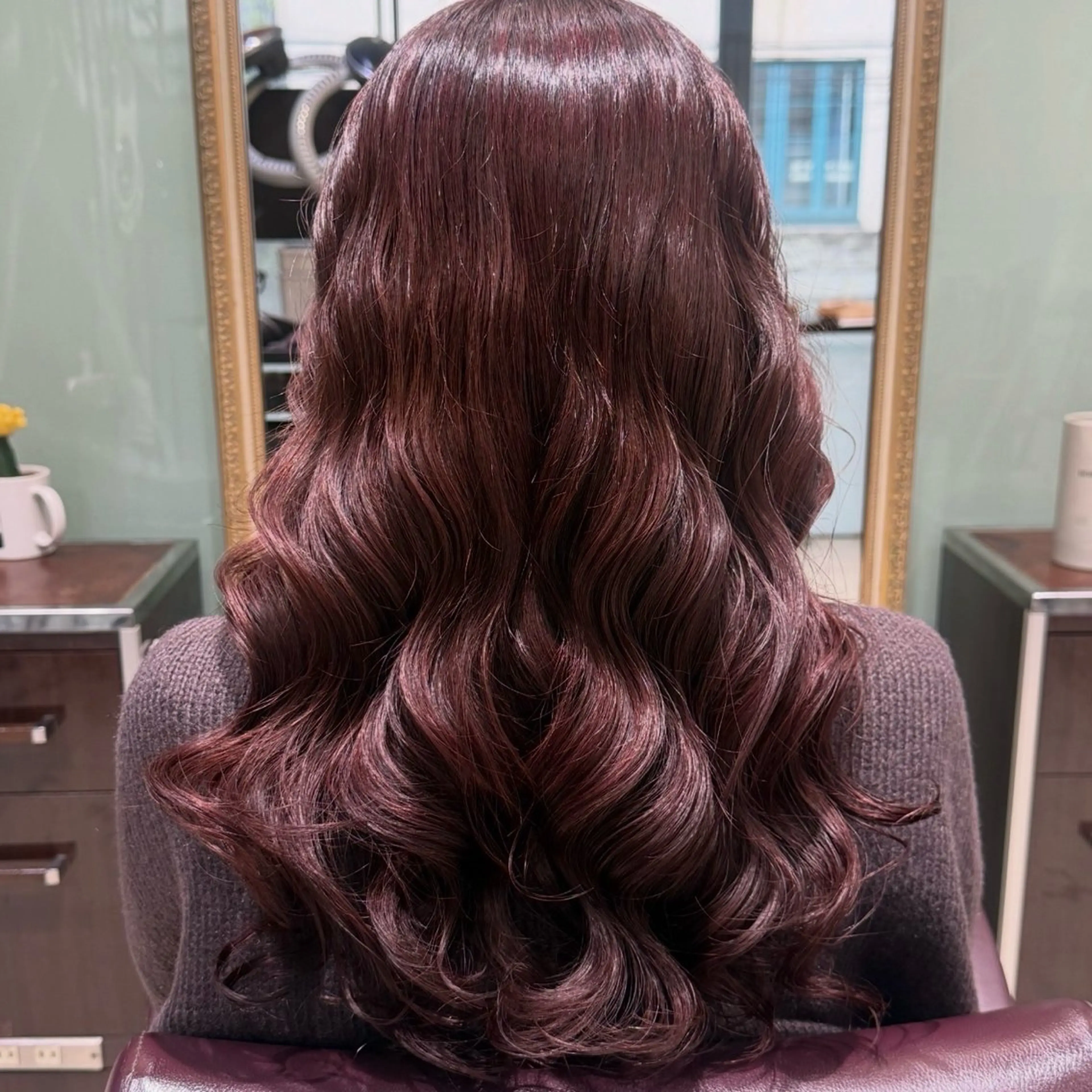 ロング カラー パーマ カット ヘアカラー パーマ 韓国風パーマ🌿コテ 巻き風パーマ/るいのヘアスタイル