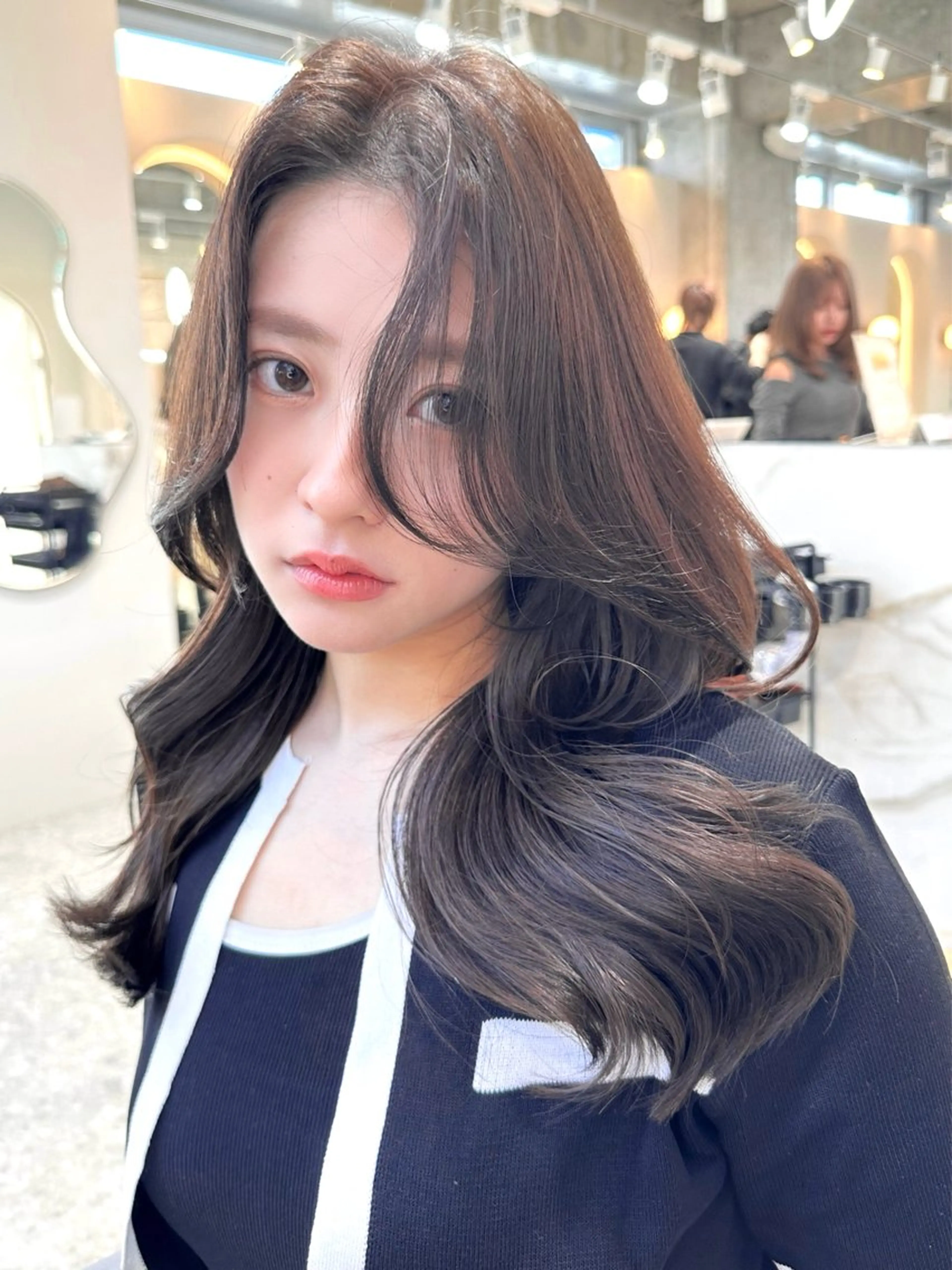 セミロング カラー カット ヘアカラー トリートメント 新宿/韓国レイヤー 髪質改善カラー/角所のヘアスタイル