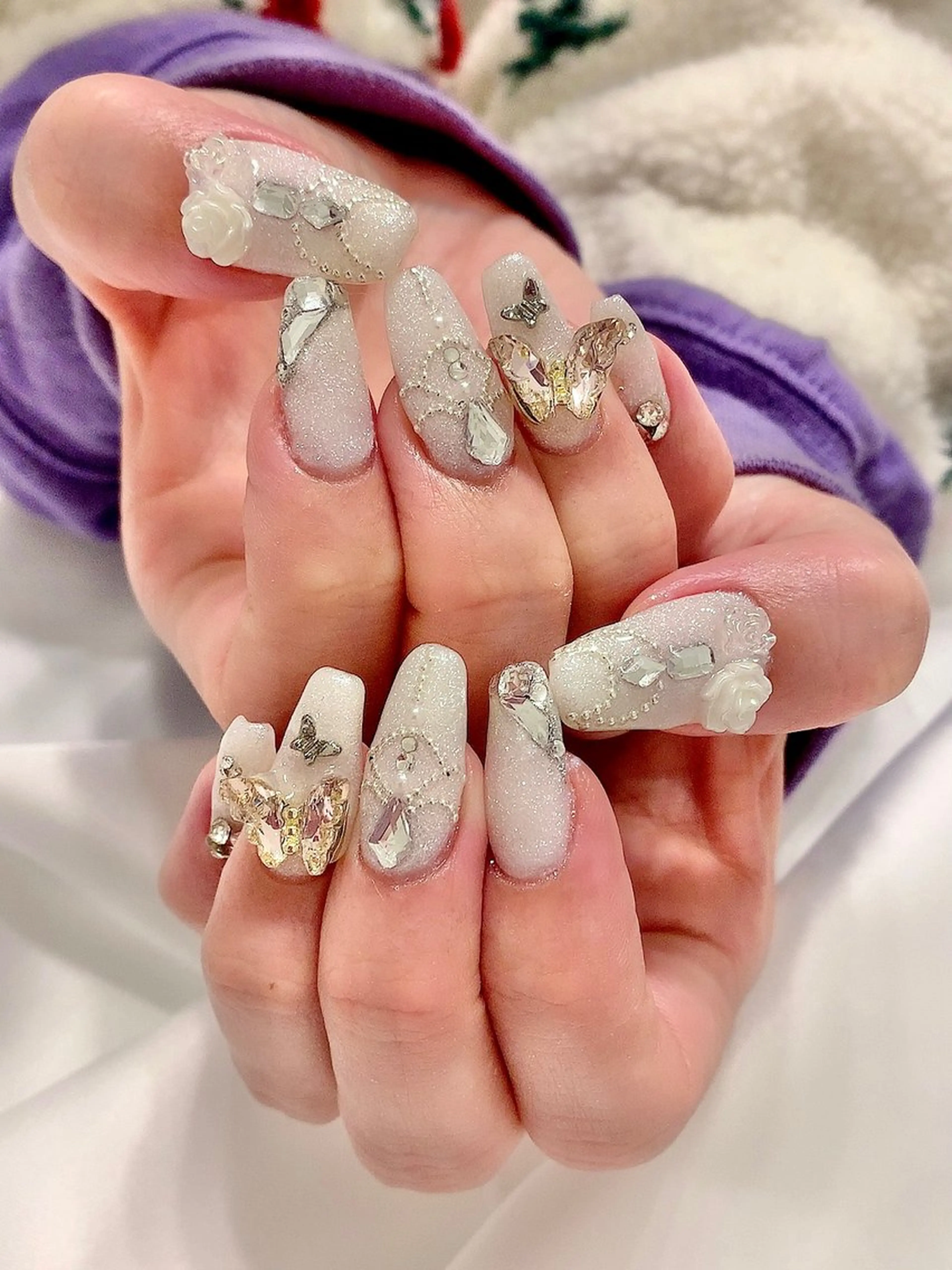 ネイル ゴージャス キラキラネイル 韓国ネイル ラメ(グリッター) 持ち込み 3Dアートネイル💗 都築レナのネイルデザイン