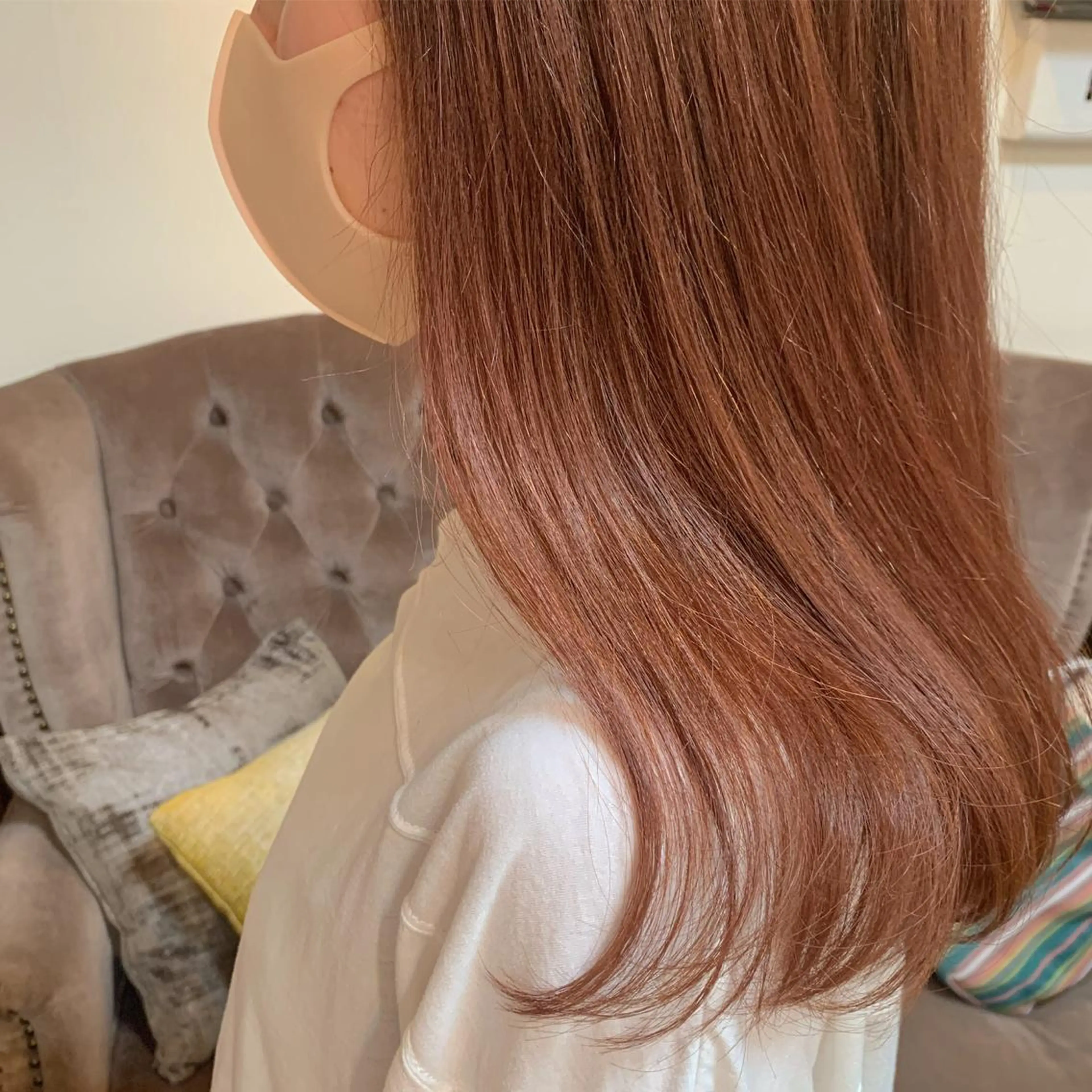 セミロング カラー ブリーチ ブリーチなしカラー オレンジ ピンクカラー HARUKA ♡モデル募集中♡のヘアスタイル