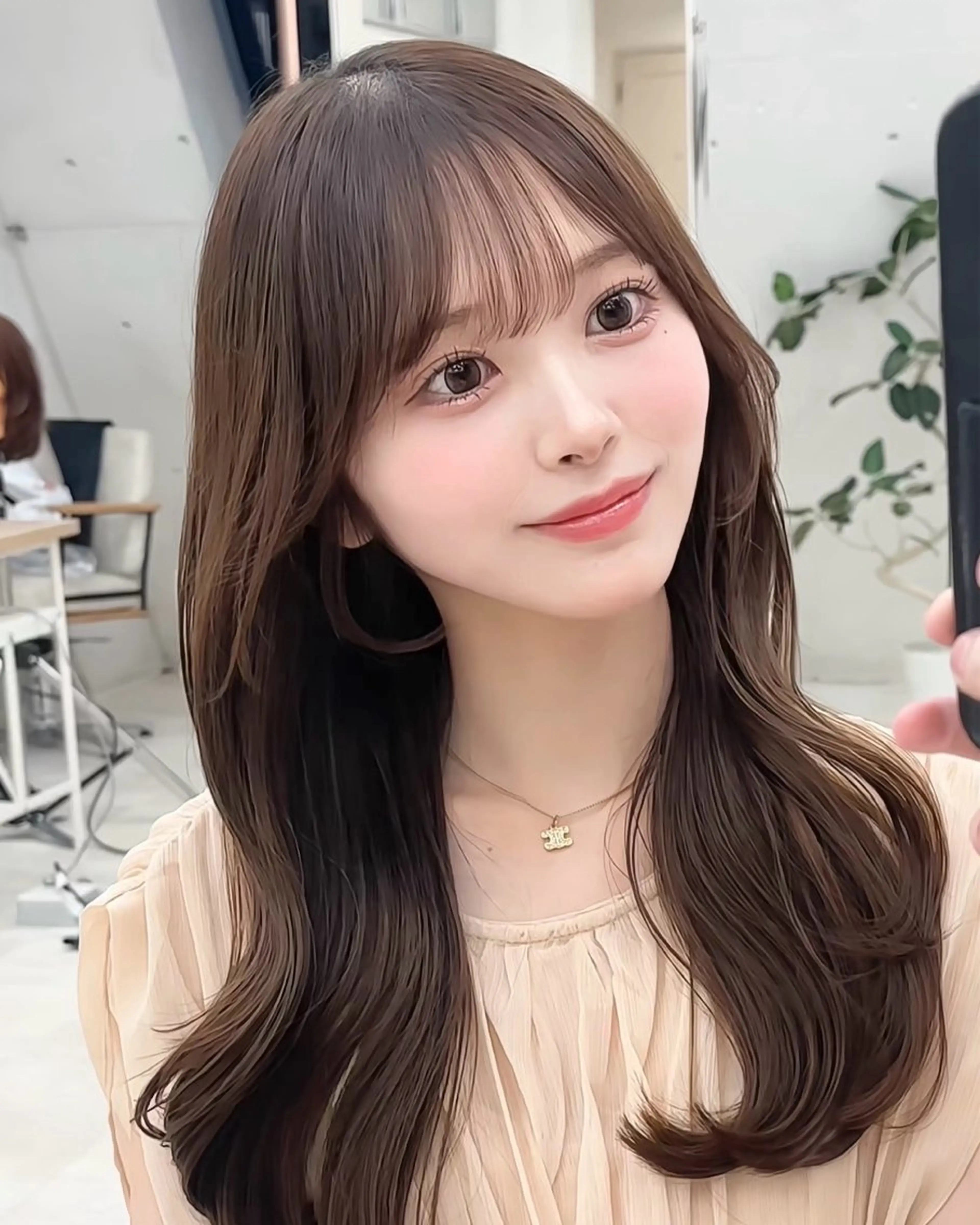 ロング ヘアカラー 韓国レイヤー/天神 ダブルカラー/真白のヘアスタイル