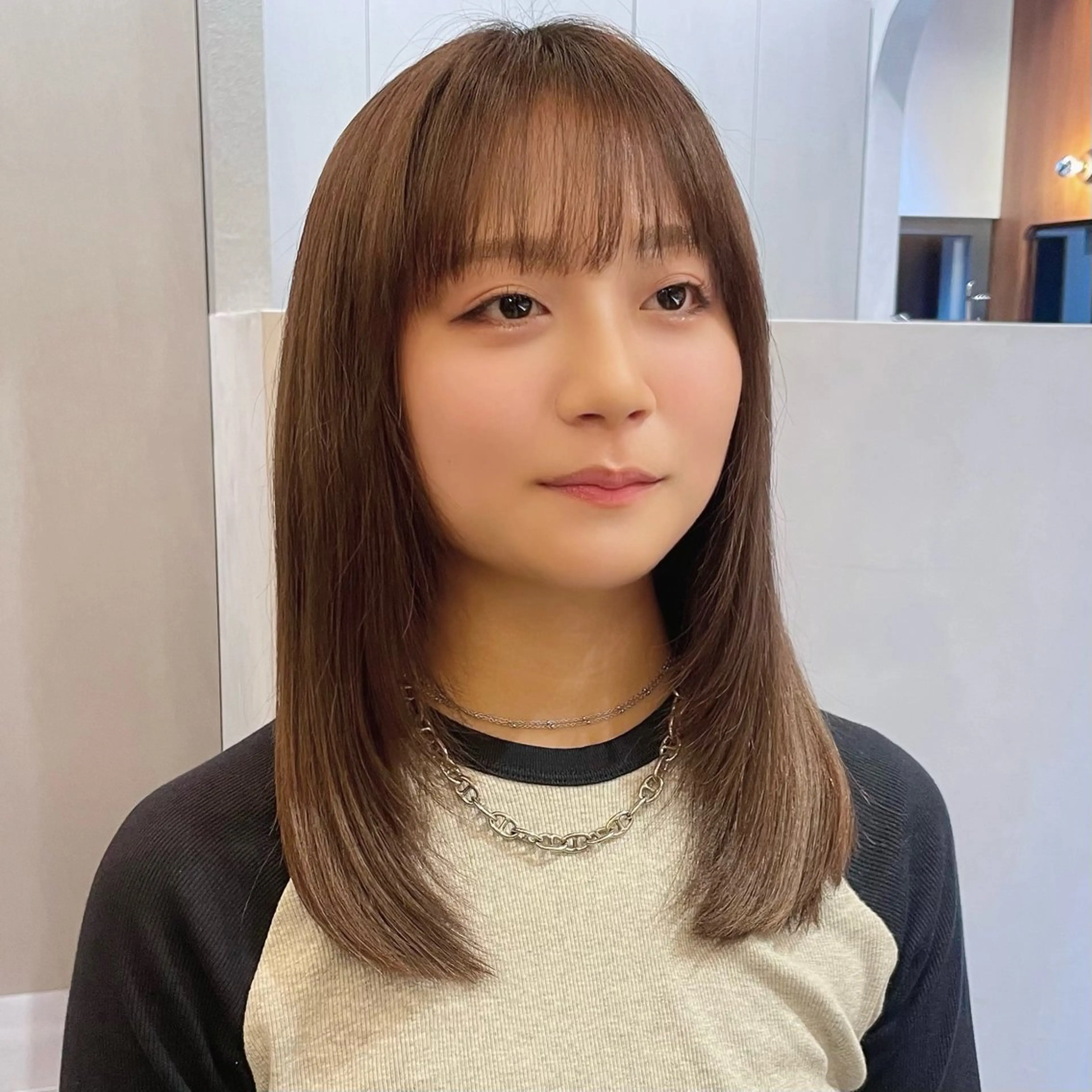 ミディアム カラー 顔周りカット レイヤーカット トリートメント カット ヘアカラー トリートメント ボブ/縮毛矯正/レイ ヤー♡Natsukiのヘアスタイル