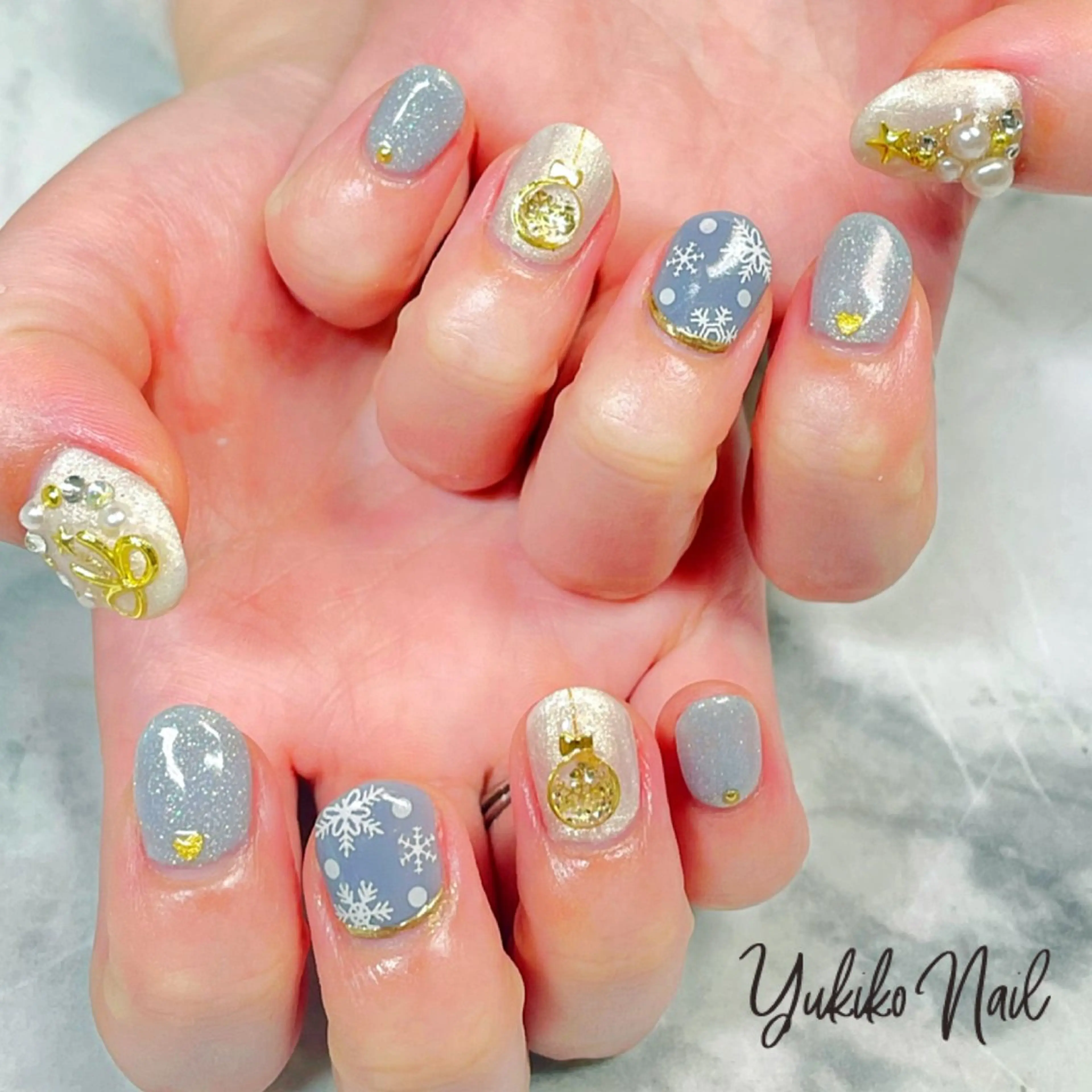 ネイル ぷっくりネイル 冬ネイル クリスマス ユキコ ネイルのネイルデザイン