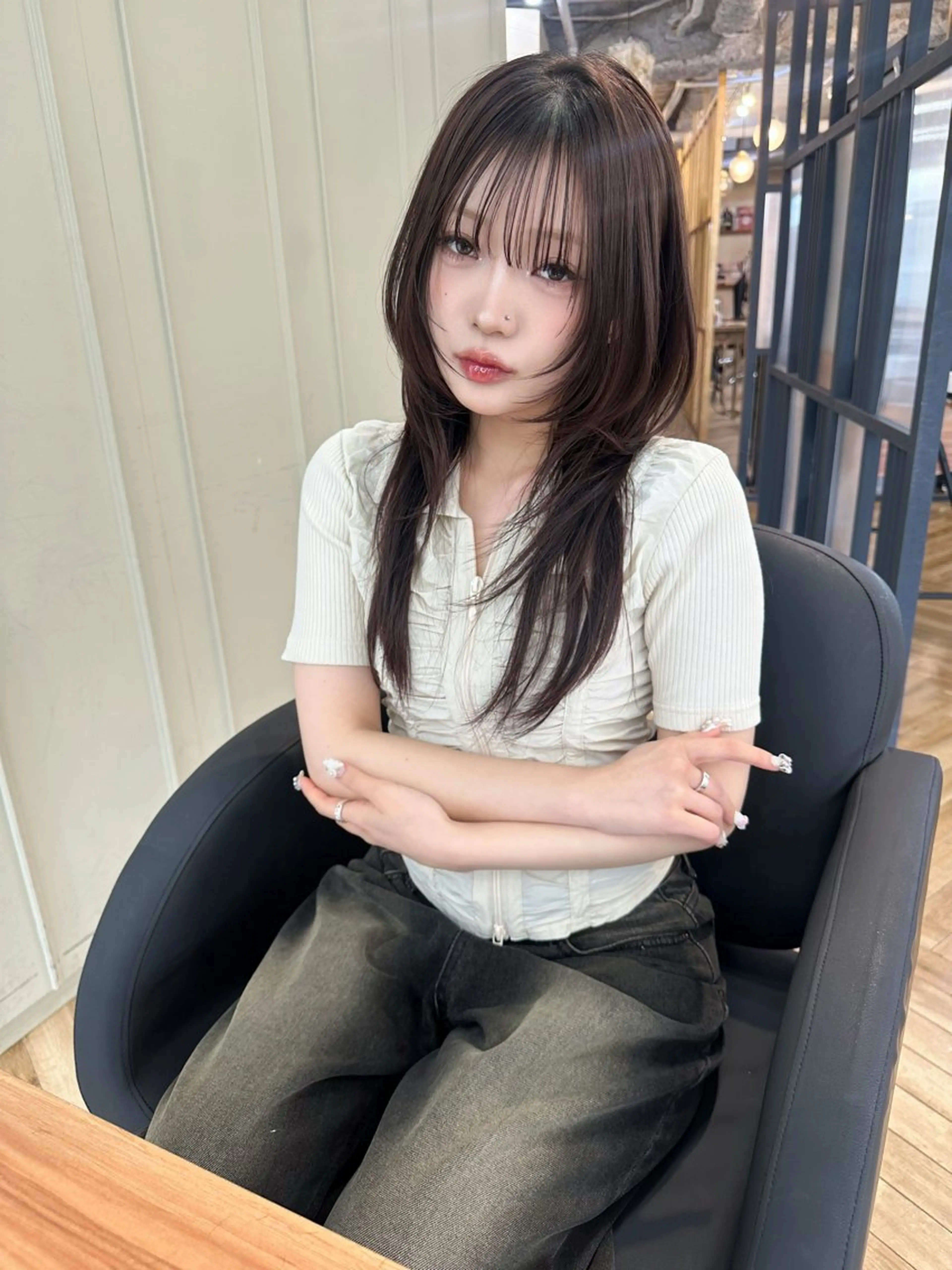 ロング 韓国風ヘア レイヤーカット 鎌倉 彩のヘアスタイル