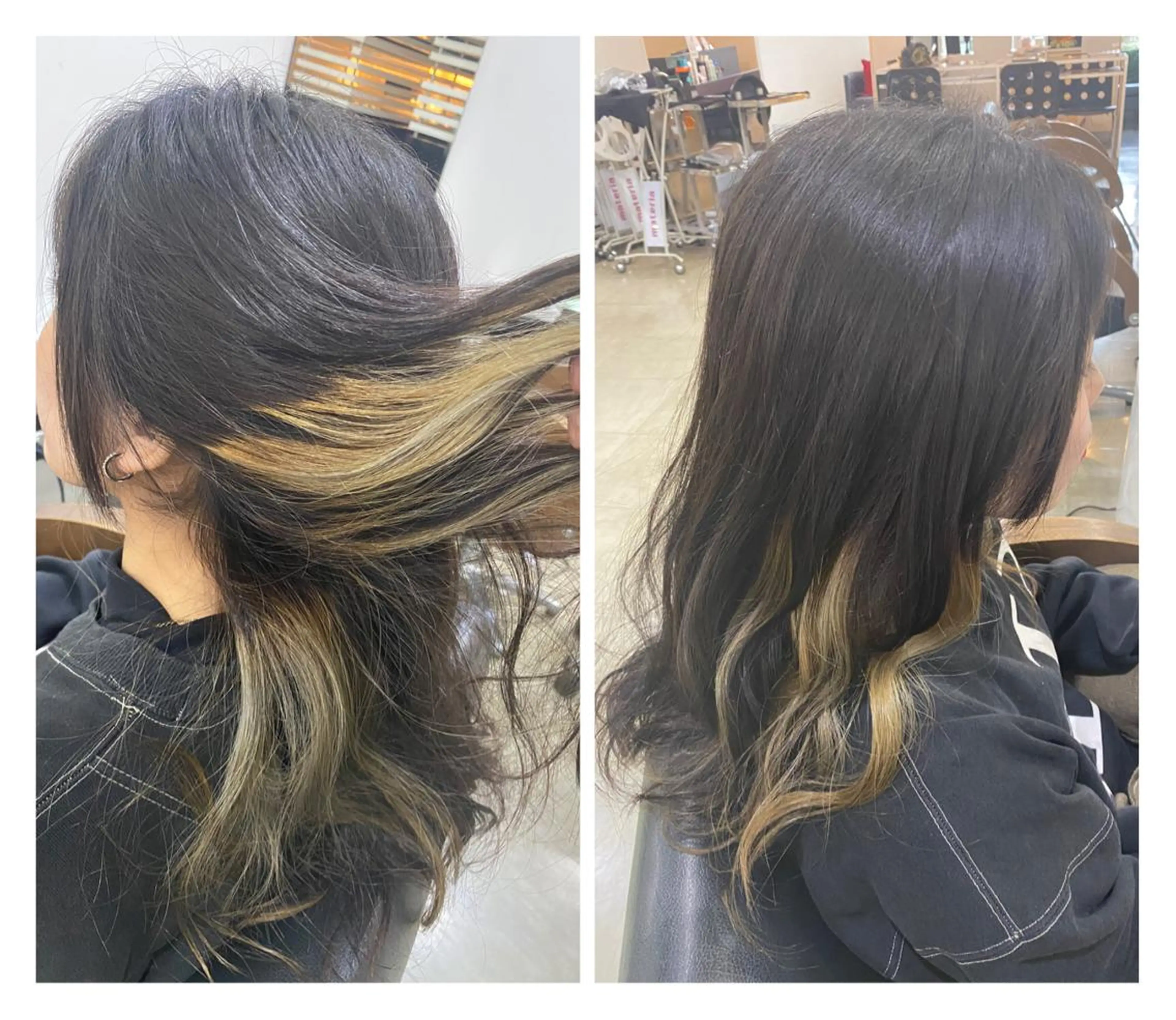 セミロング カラー ヘアアレンジ アッシュ ベージュカラー インナーカラー 烏山 達也のヘアスタイル
