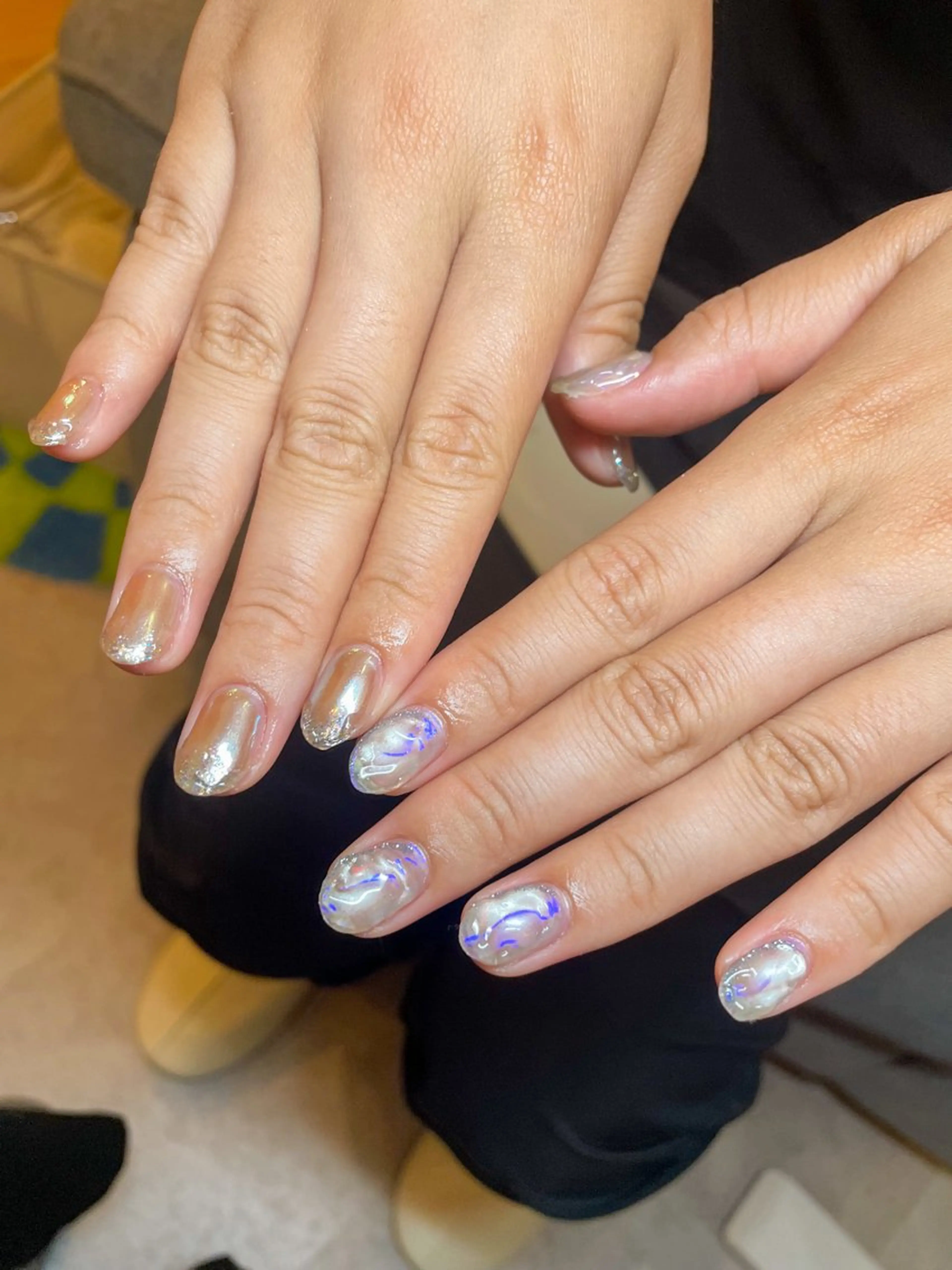 ネイル オーロラネイル ブルー マグネットネイル anny ／あにのネイルデザイン