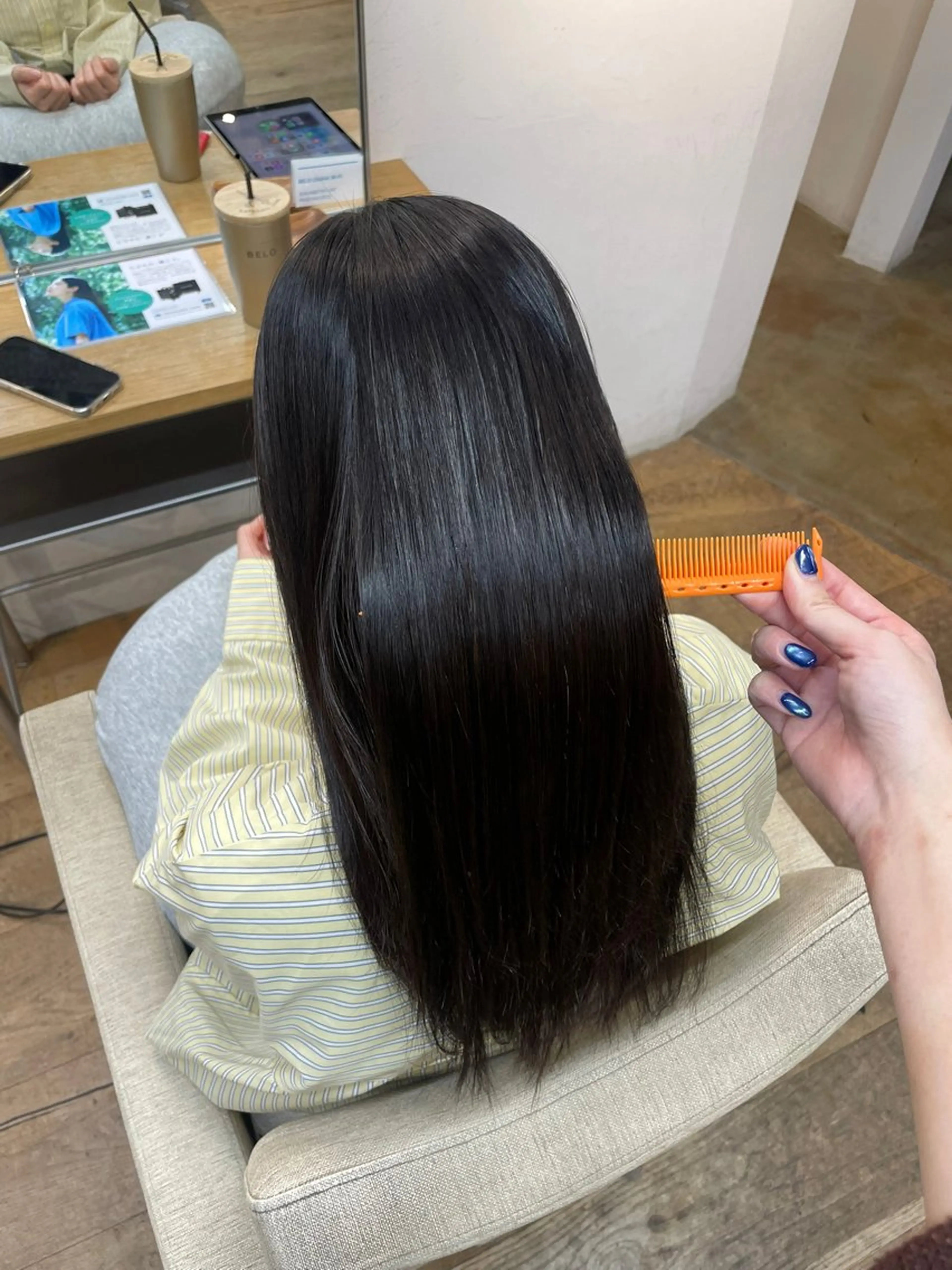 ロング カット 縮毛矯正 BELO OSAKA カエデのヘアスタイル