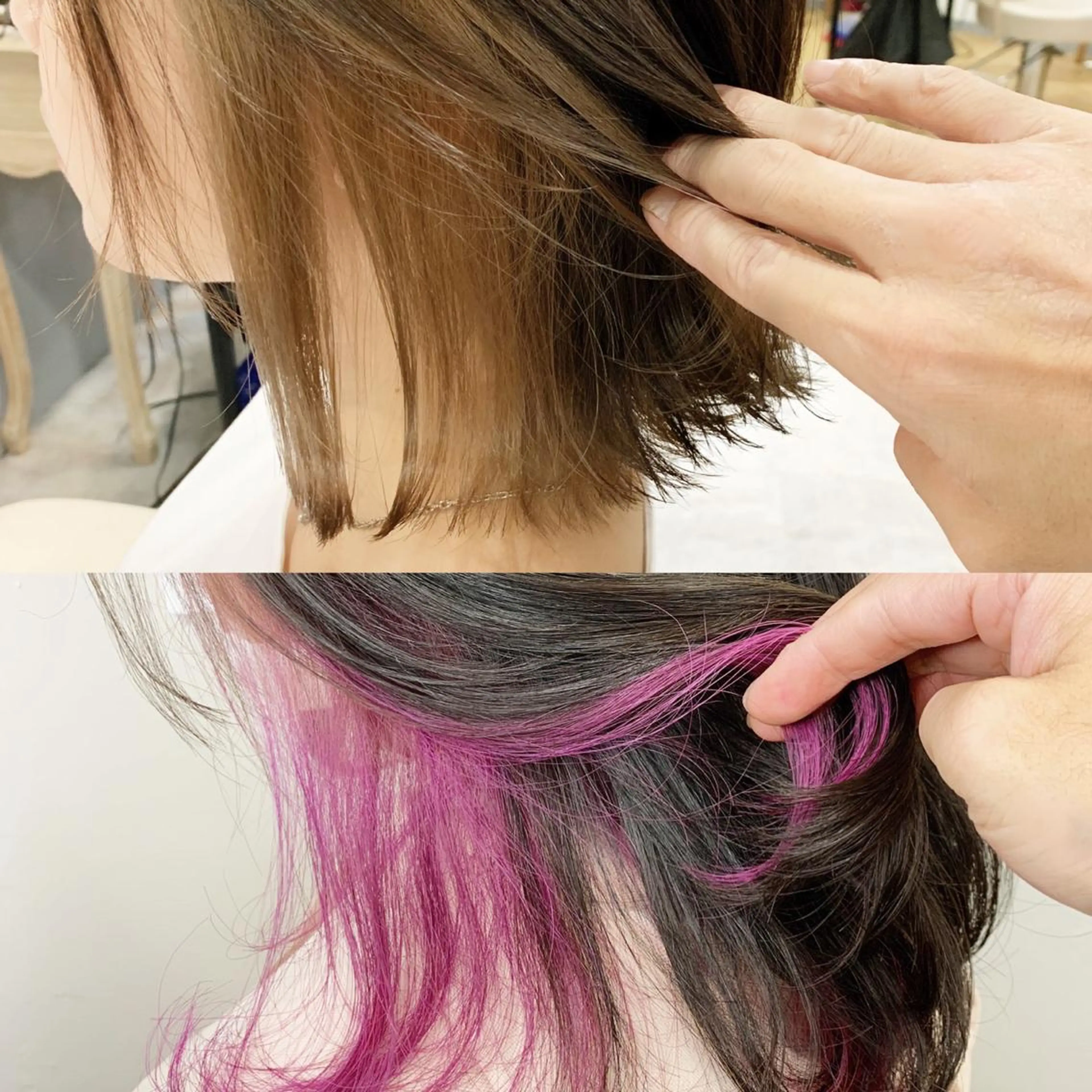 《✨まわりとは違う髪型に✨》インナーカラーダブルカラー+カット  +前処理トリートメント　コテ巻き仕上げOKの写真