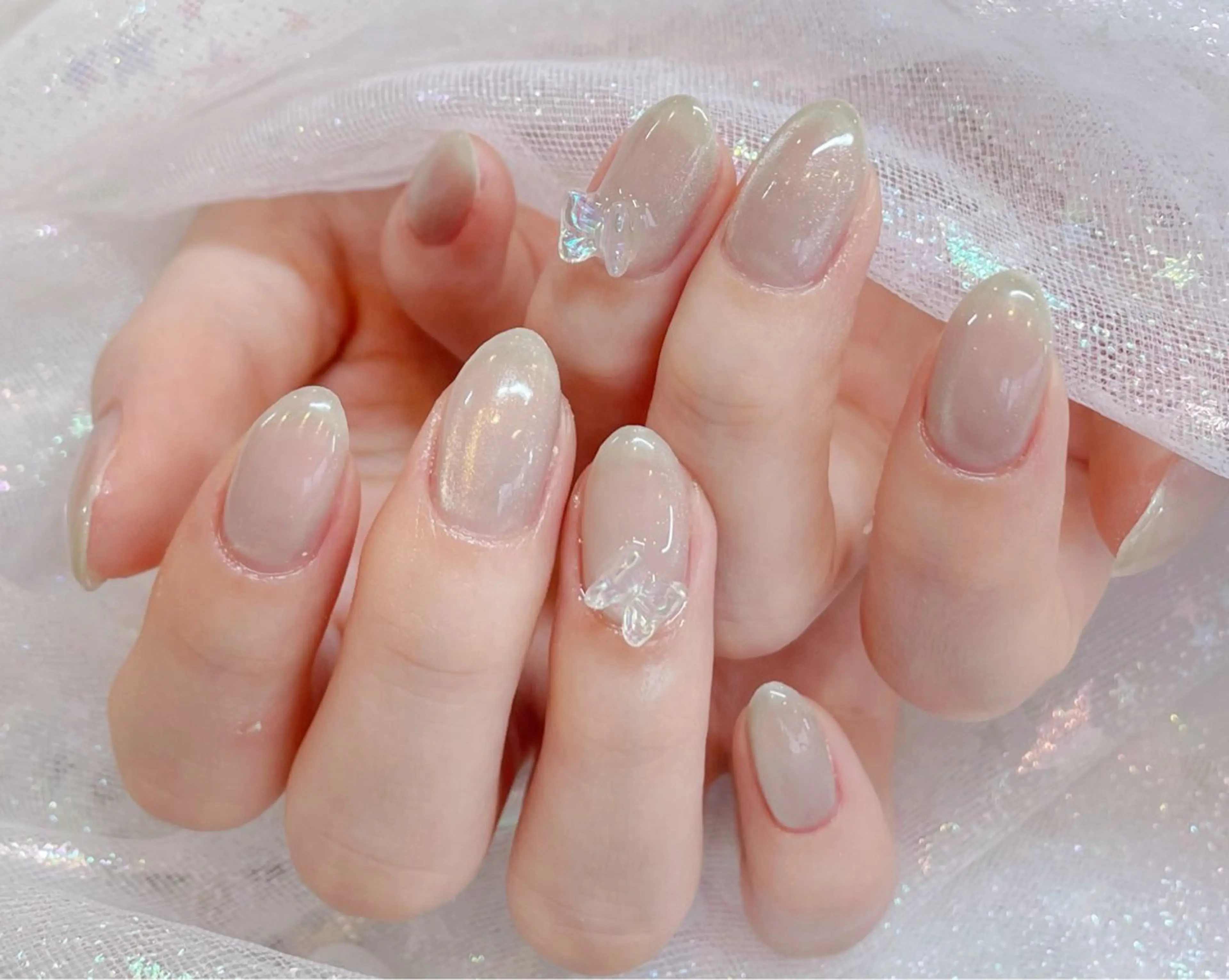 ネイル アートネイル 韓国ネイル 水色 ロングネイル マグネットネイル ハンドネイル ハンドケア NailDemure 【銀座店】のネイルデザイン