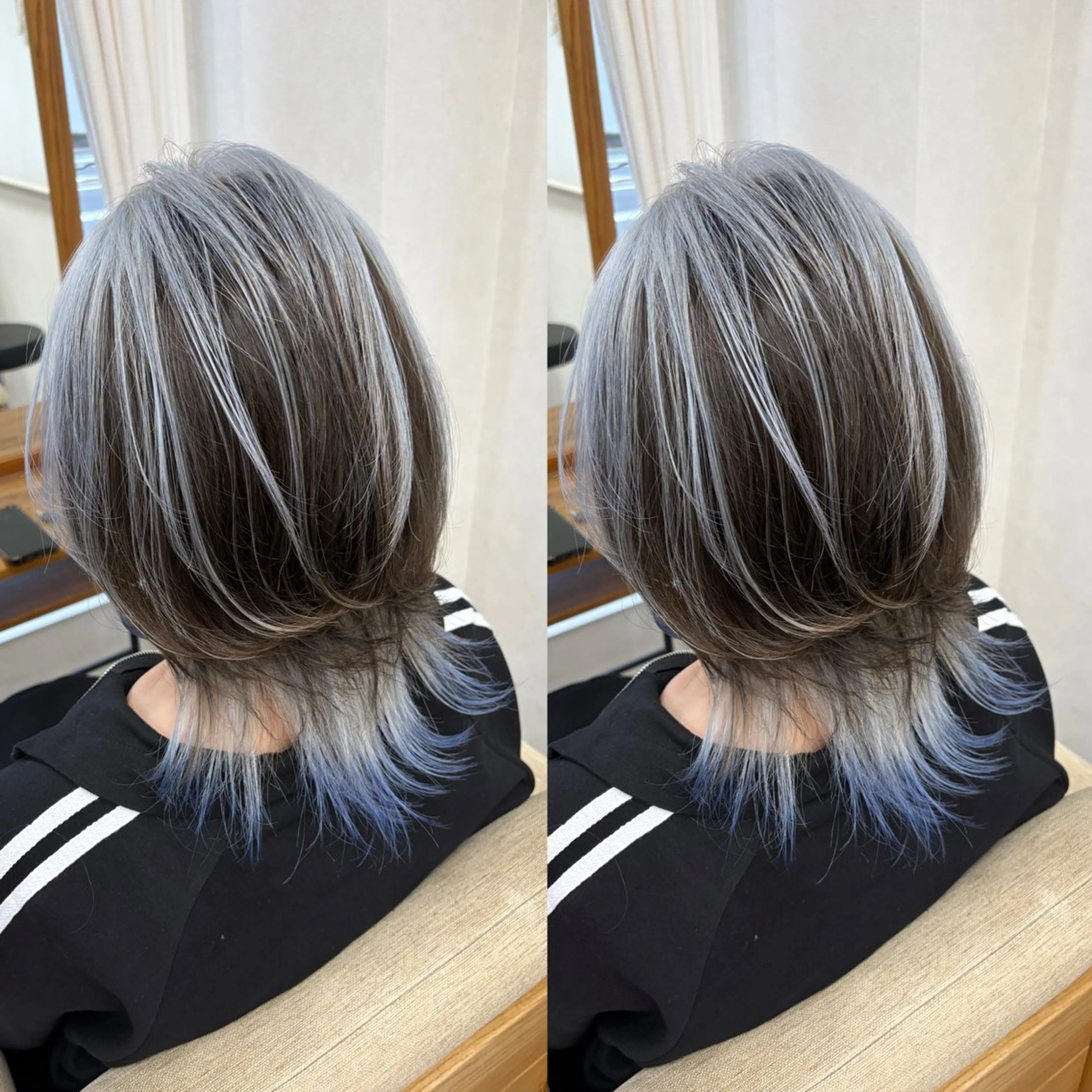 ミディアム レイヤーカット ウルフカット ウルフレイヤー ヘアカラー トリートメント Ring  by Moremuu所属・issy/ハイライト ハイトーン／レイヤーのヘアスタイル