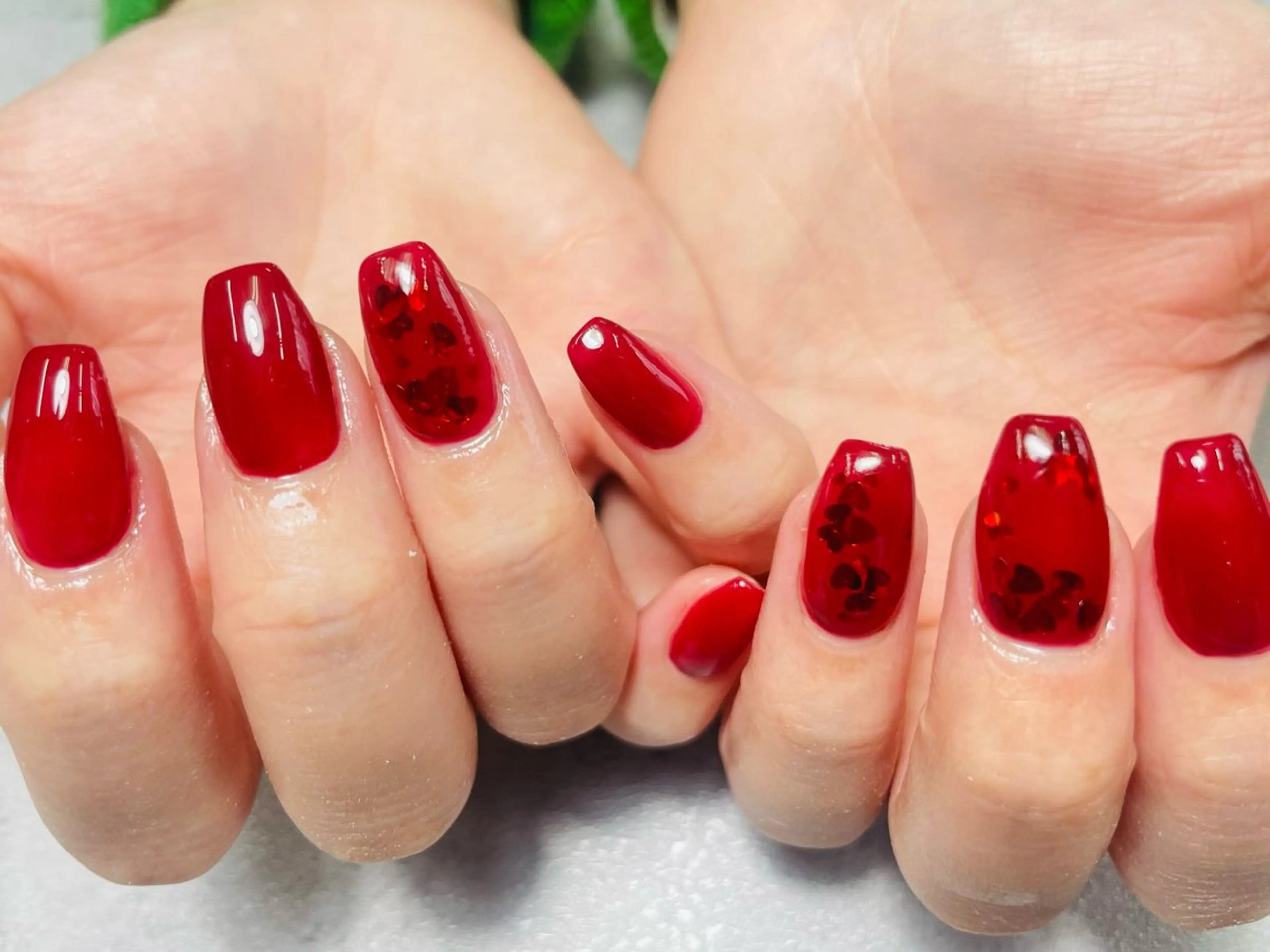 ネイル ハート ワンカラーネイル k+1 nail salonのネイルデザイン