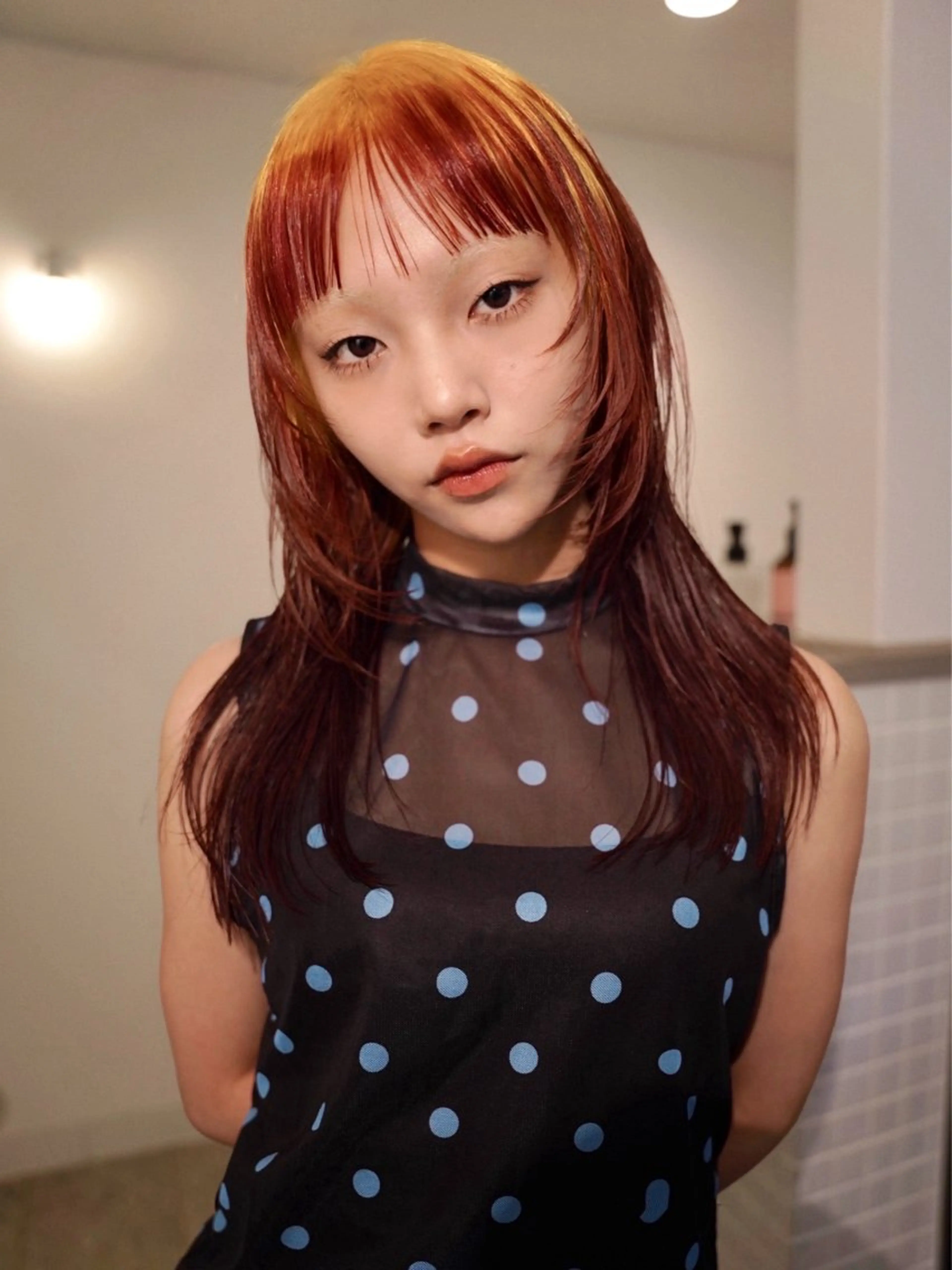 セミロング カラー ブリーチ デザインカラー ハッシュカット レイヤーカット ウルフカット カット ヘアカラー トリートメント Kaito🐶/ デザイン/レイヤーのヘアスタイル