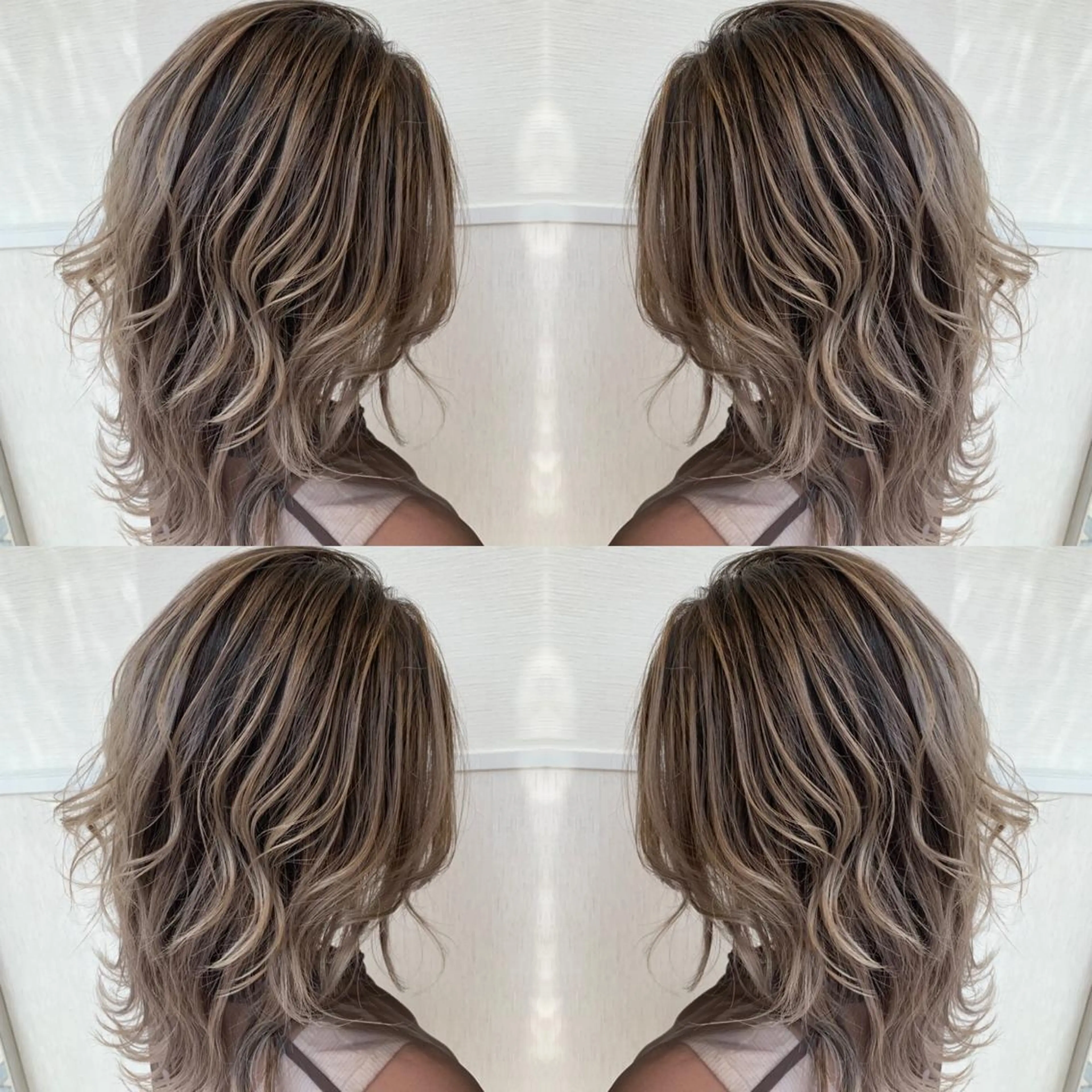 セミロング カラー 白髪ぼかしハイライト 茗荷谷駅徒歩2分のヘアスタイル