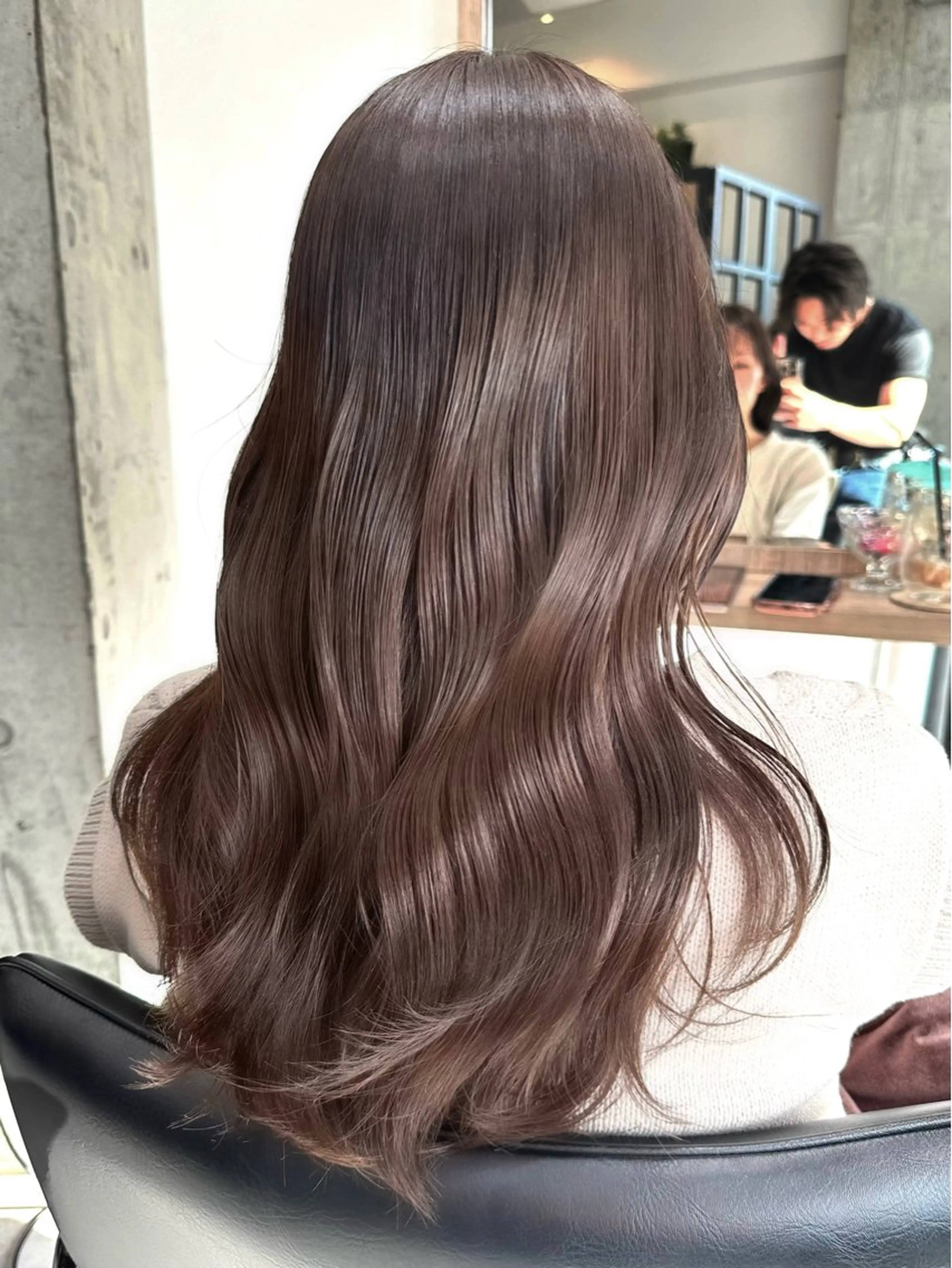 セミロング チョコレートブラウン カット ヘアカラー トリートメント ✨透明感カラー/縮毛 恵比寿HAYATO✨のヘアスタイル