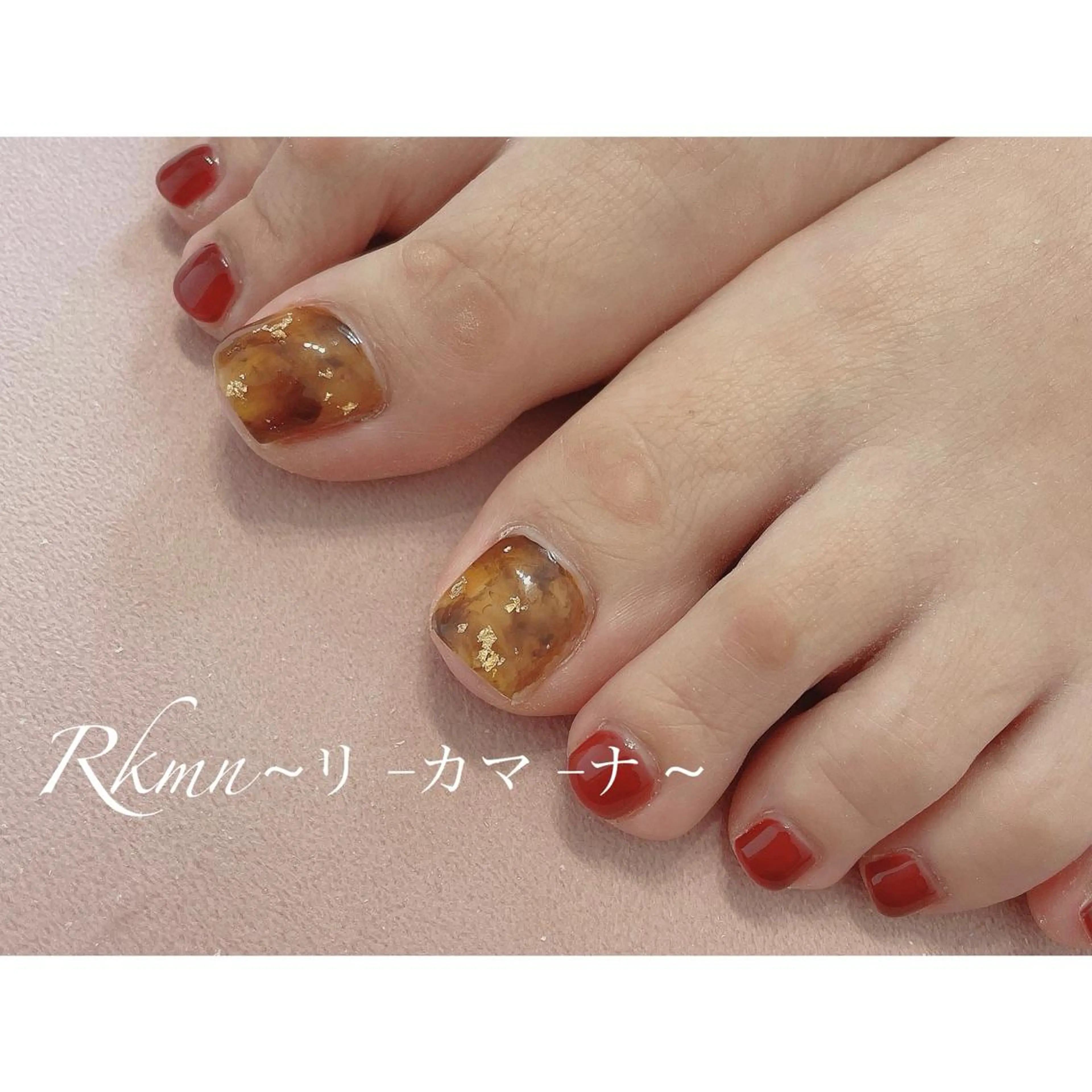 ネイル アートネイル べっ甲ネイル ボルドー シンプルネイル 春ネイル ハンドネイル フットネイル ハンドケア Rkmn ~リ-カマ-ナ~のネイルデザイン