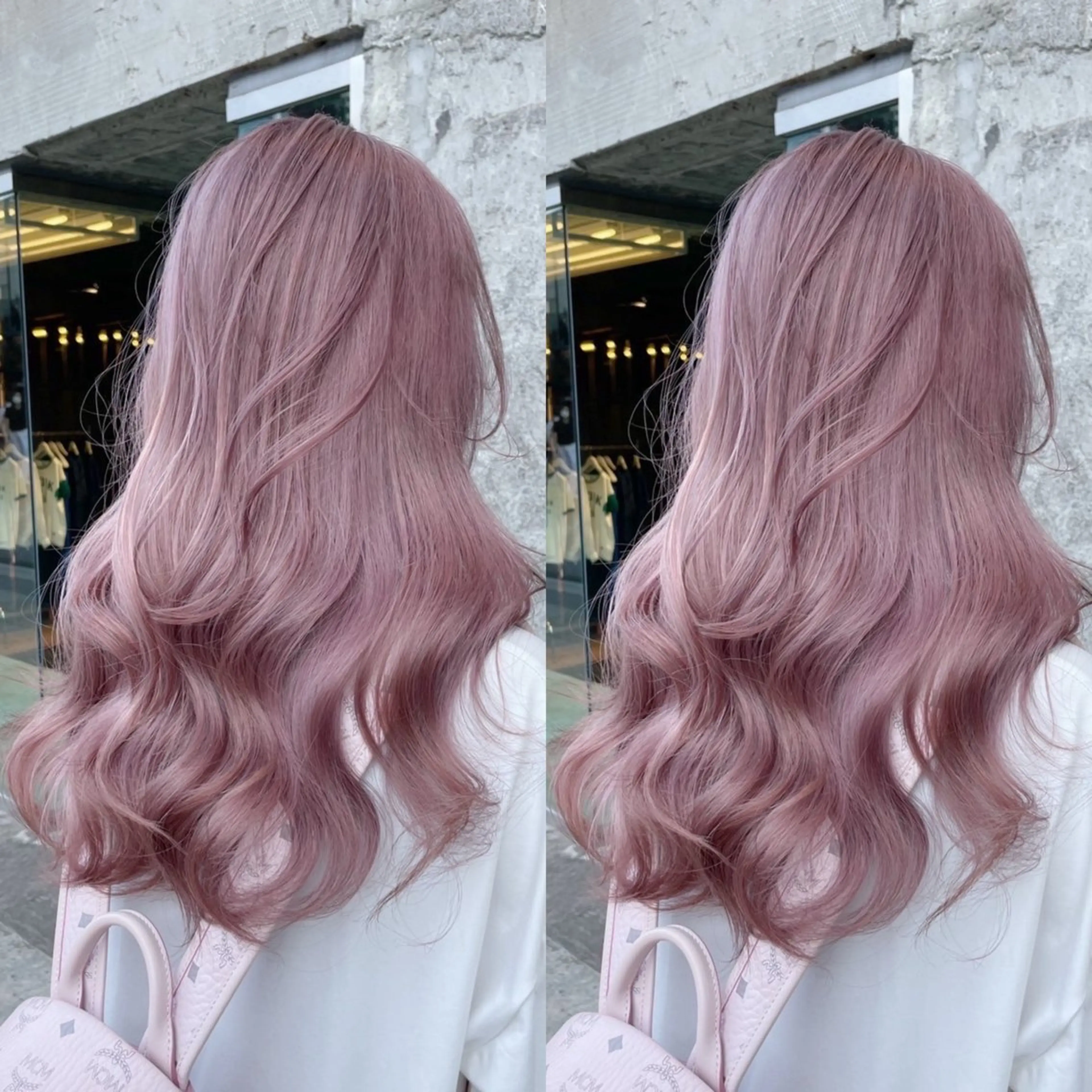 ロング カラー カシス ピンクカラー ヘアカラー トリートメント ヘアセット ブリーチ無しダブル カラー🦕まどかのヘアスタイル