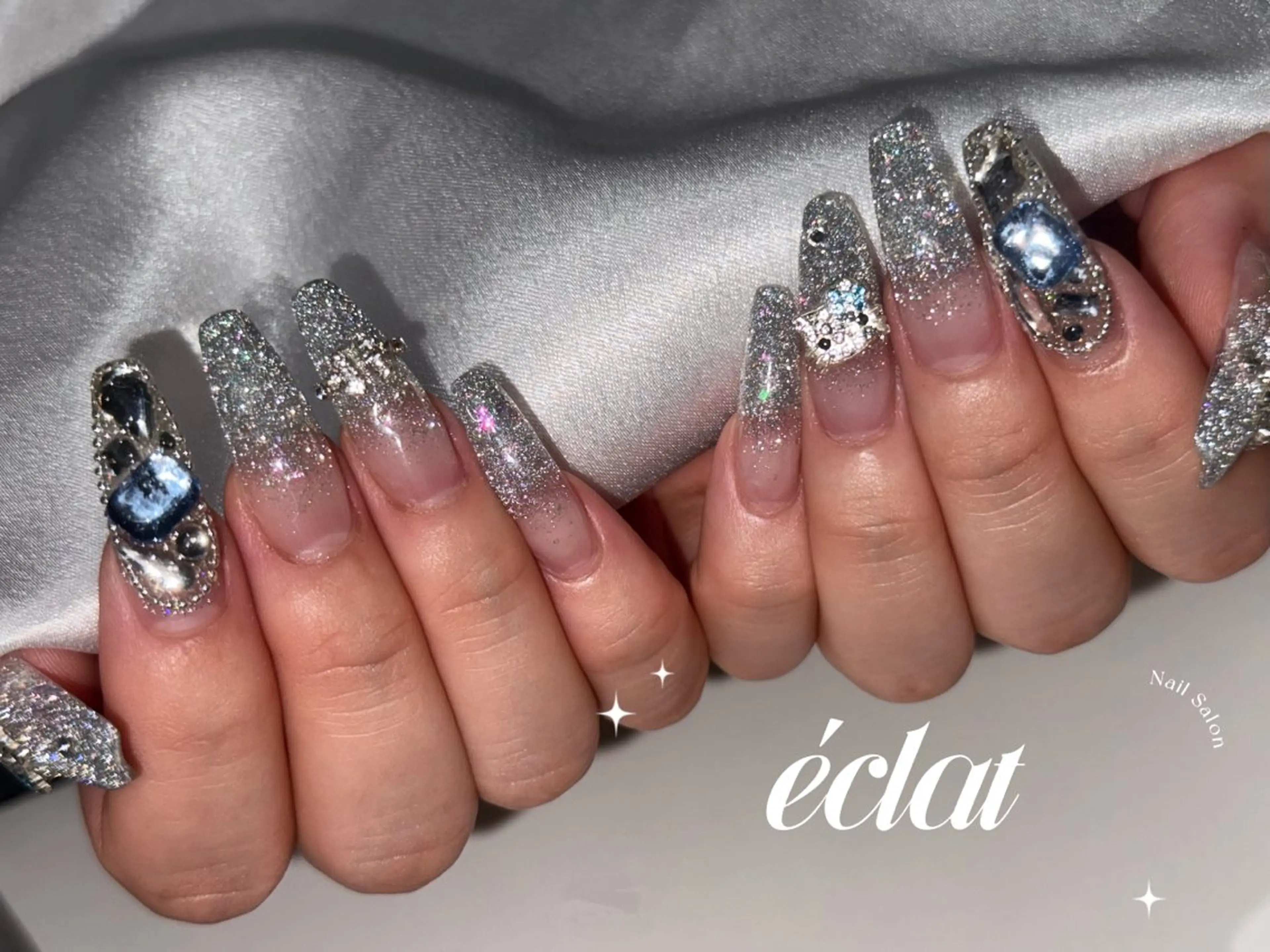 ネイル フラッシュネイル キラキラネイル ハンドネイル éclat ⸝꙳.⋆ 栄｜矢場町のネイルデザイン