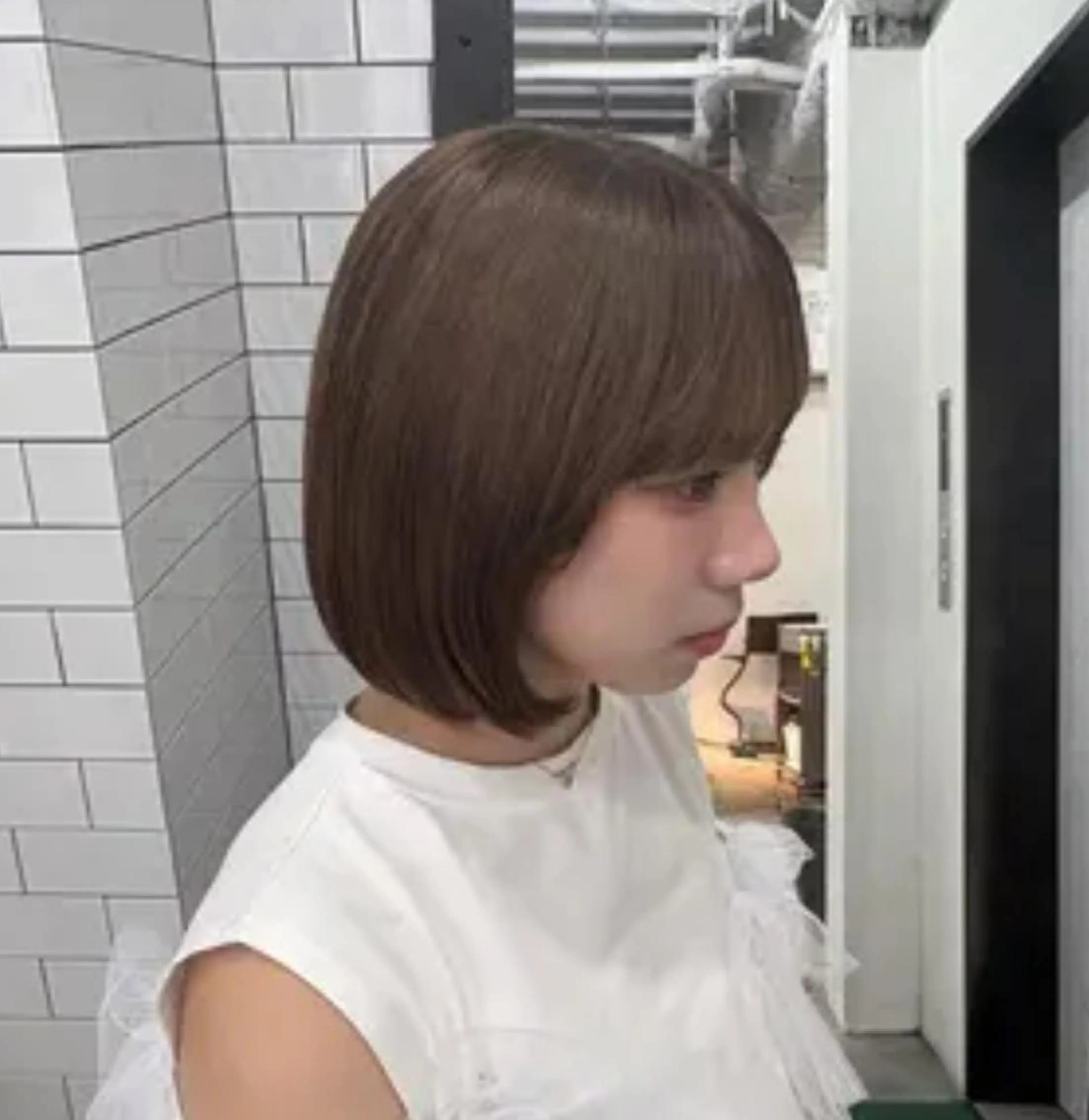 ショート カラー ベージュカラー ボブ カラーモデル　広島市 legareリン🧸のヘアスタイル