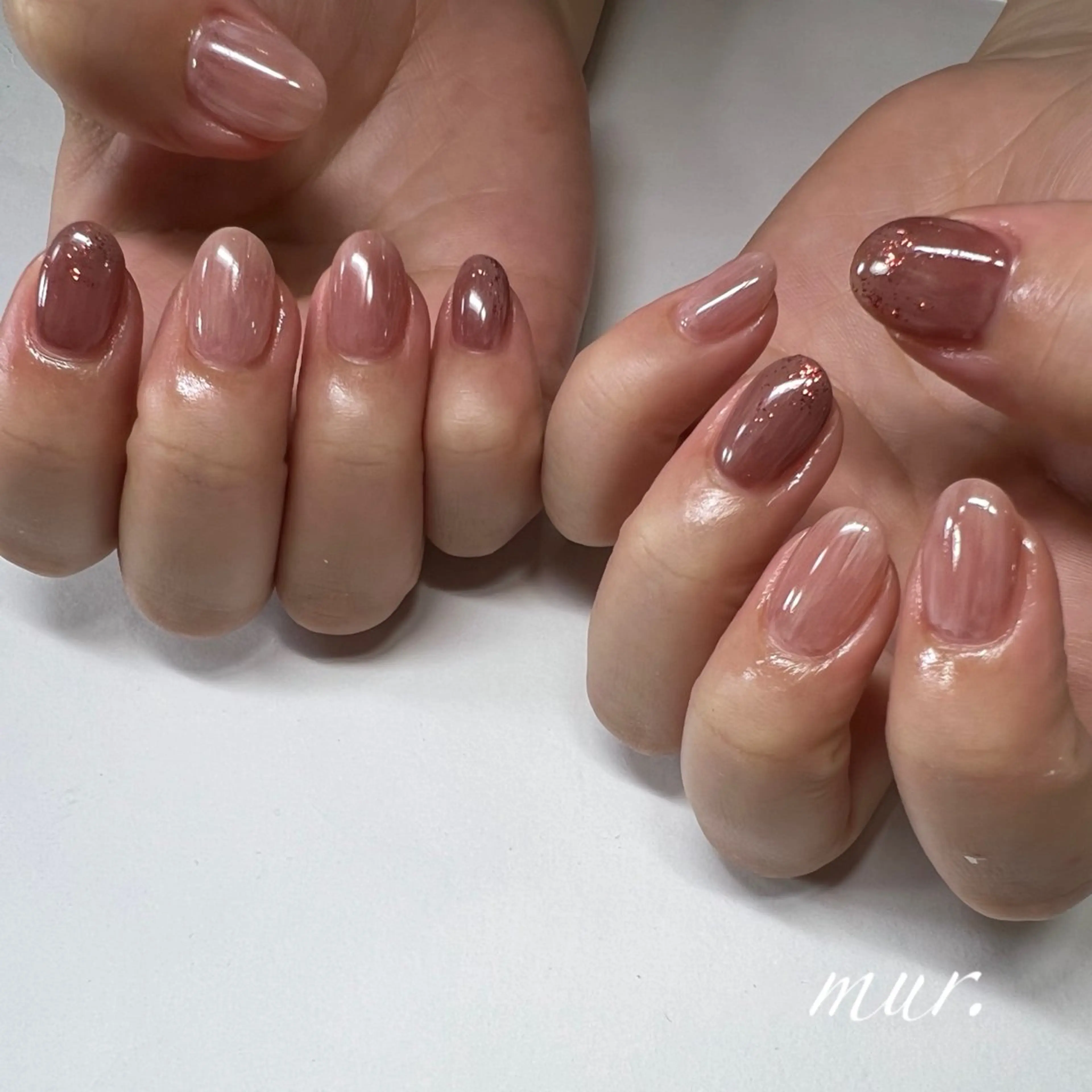 ネイル ジェルネイル 韓国ネイル ラメ(グリッター) ニュアンスネイル オフィスネイル nailsalon mur.のネイルデザイン