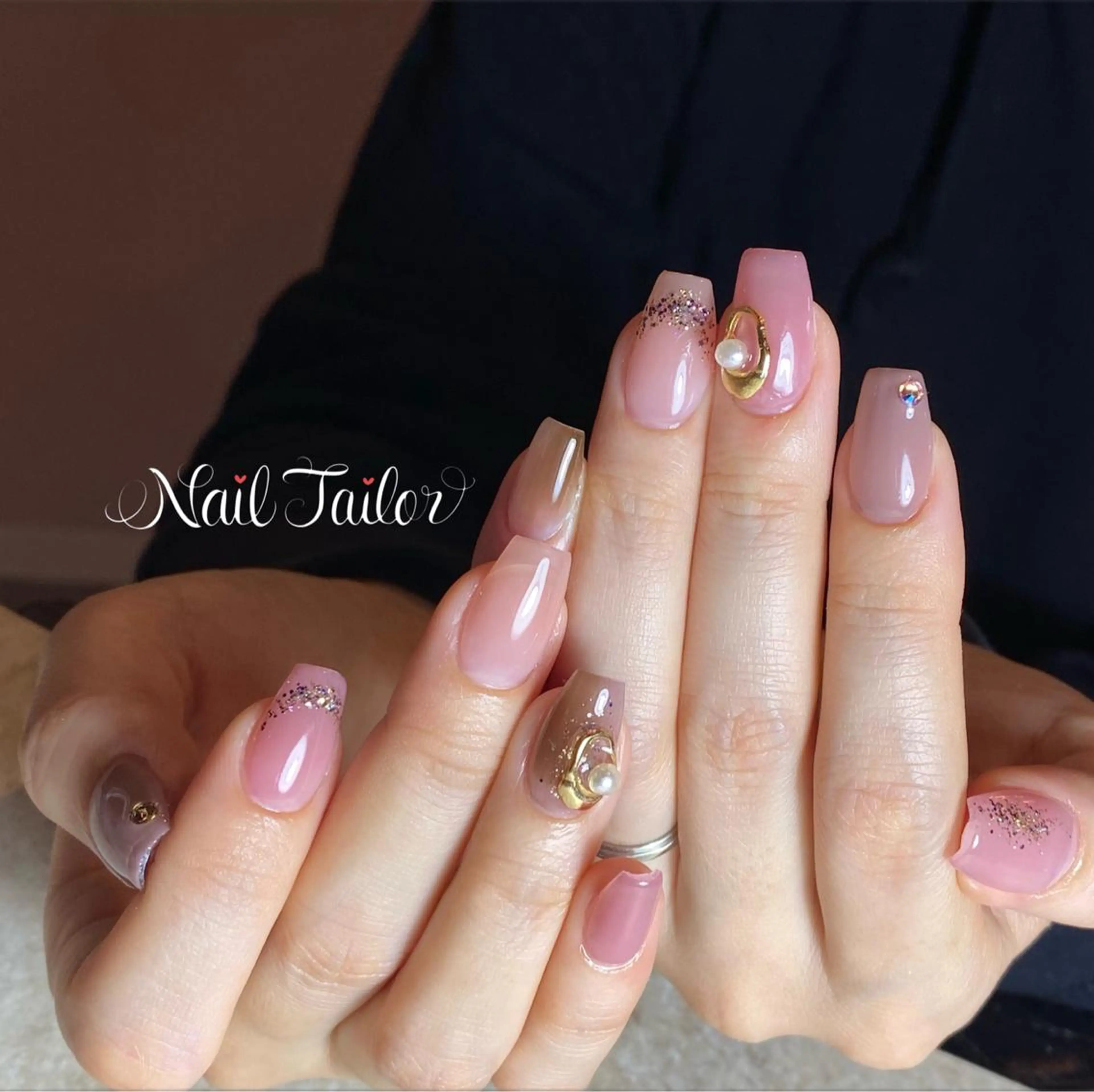 ネイル 入学式 長さ出し フラッシュネイル ジェルネイル グラデーション ハンドネイル NailTailor ネイルテイラーのネイルデザイン