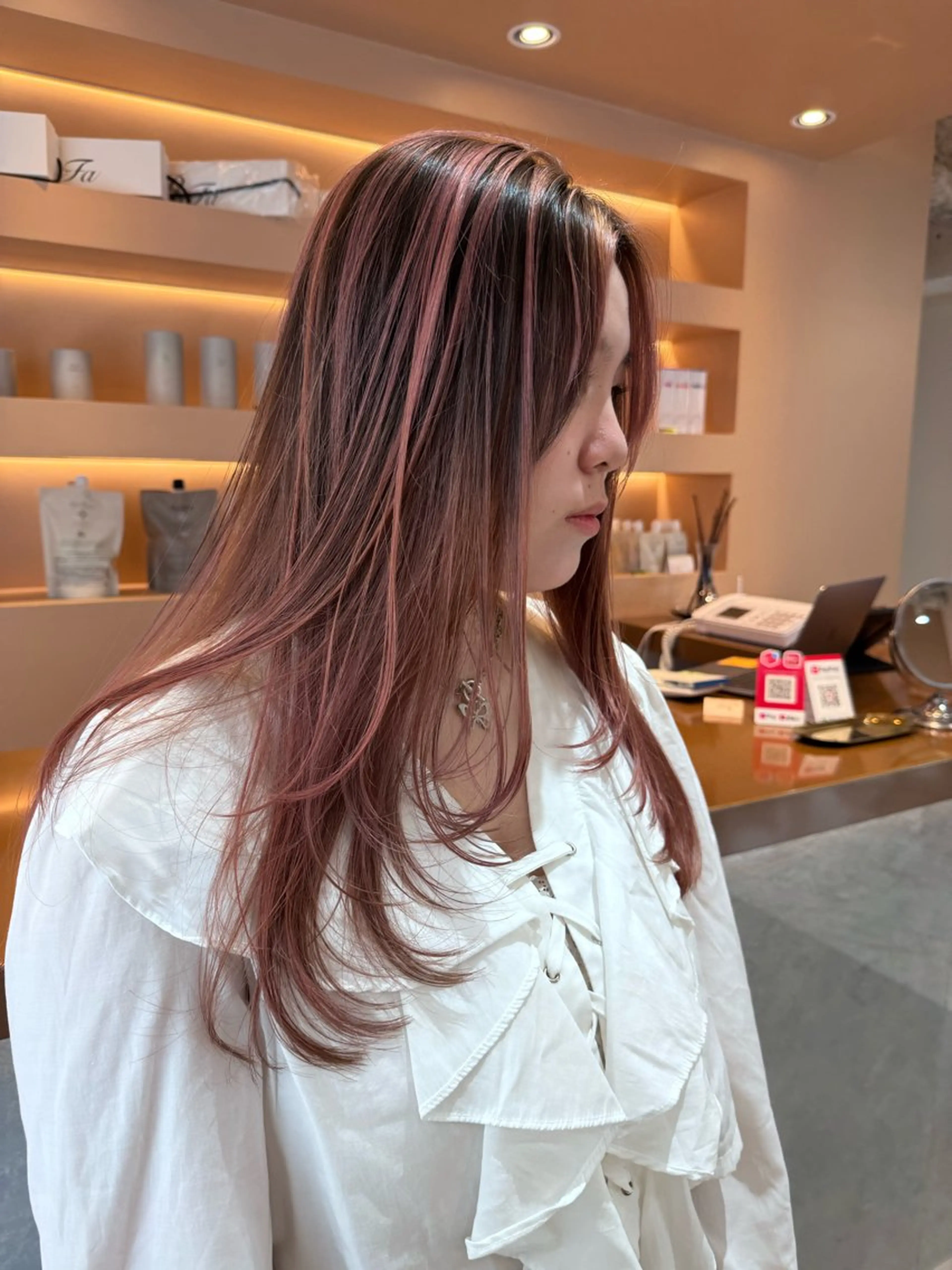 セミロング カラー レイヤーカットモデル 募集/藤原一真のヘアスタイル