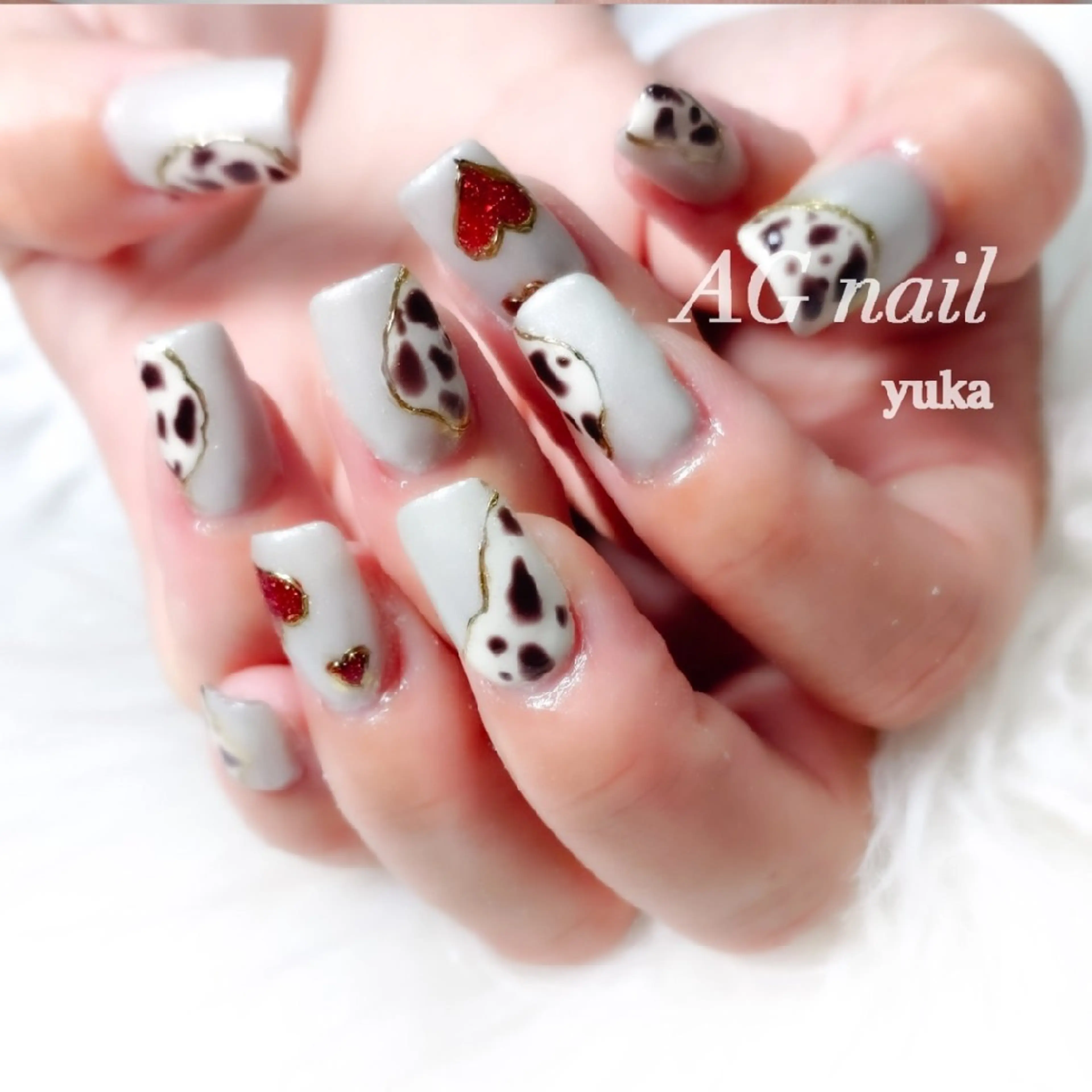 ネイル フラッシュネイル ハート 持ち込み ハンドネイル AGnail 富永  /オフ込みフィルインのネイルデザイン