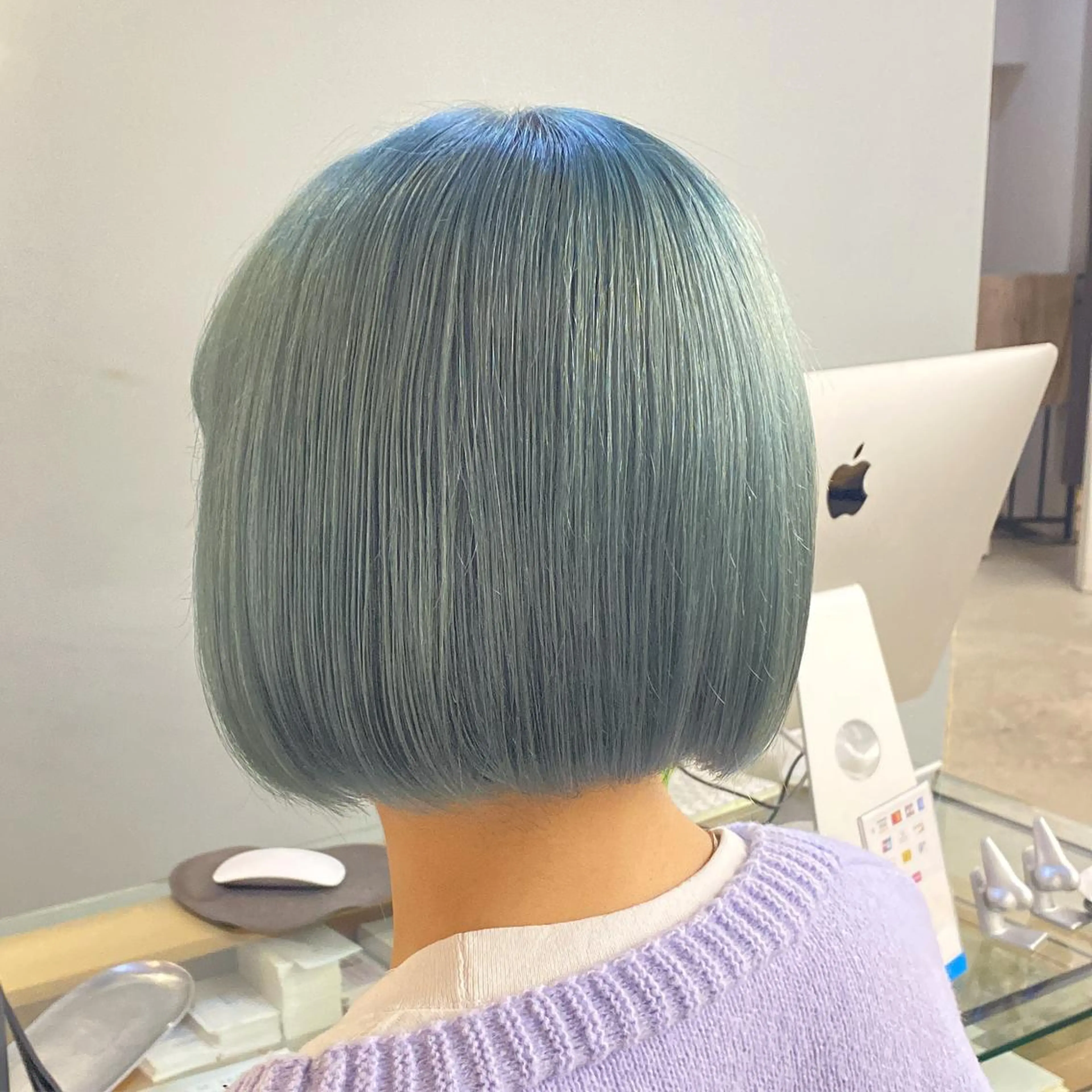 ショート カラー パーマ ヘアアレンジ メンズ キッズ ネイル マツエク・マツパ アイブロウ メンズブリーチ ブリーチ グリーン 暖色系/透明感 治野心のヘアスタイル