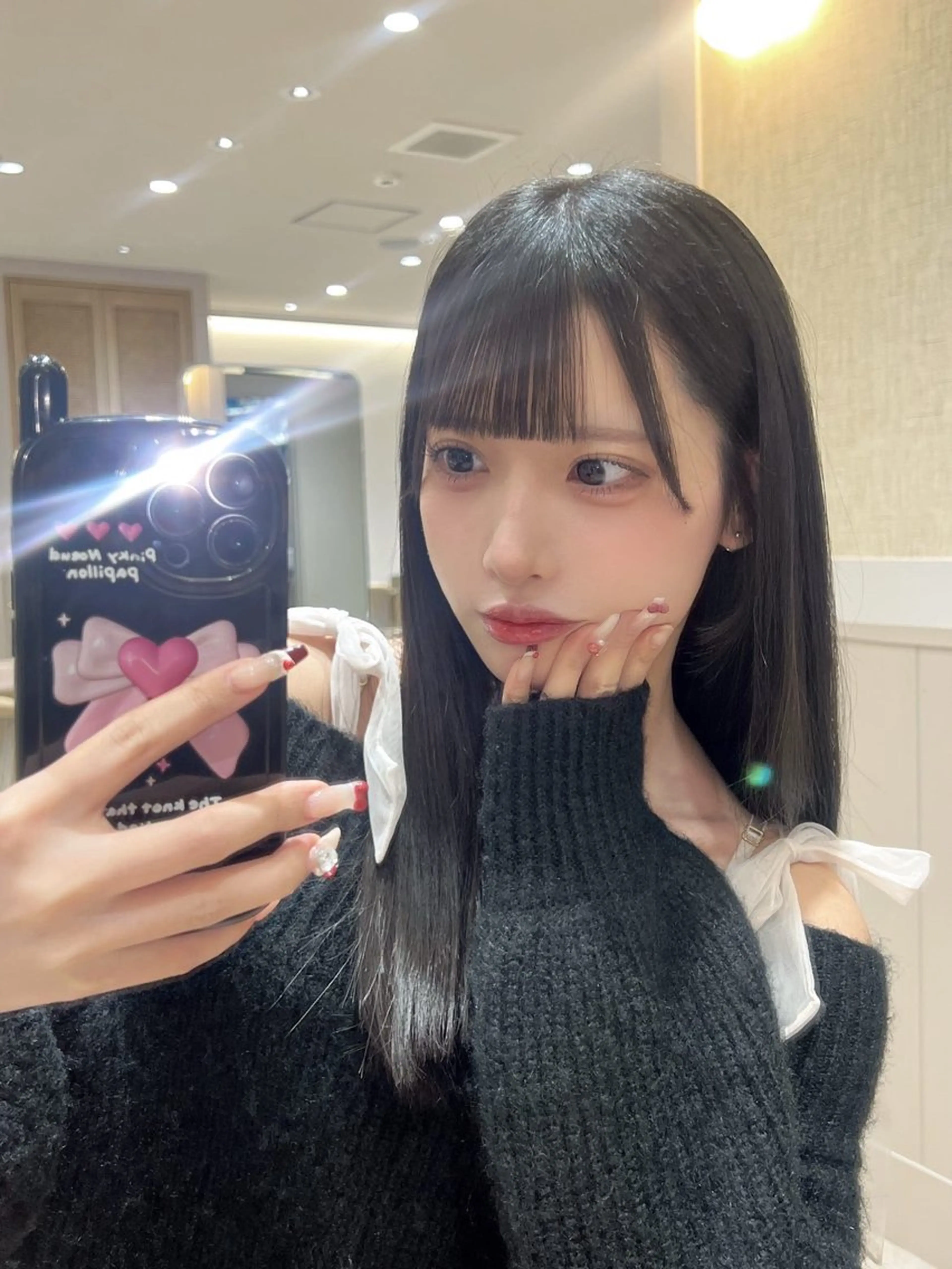 【✨人気No.2✨】前髪カット＋前髪美髪矯正&艶暗髪カラー🖤の写真