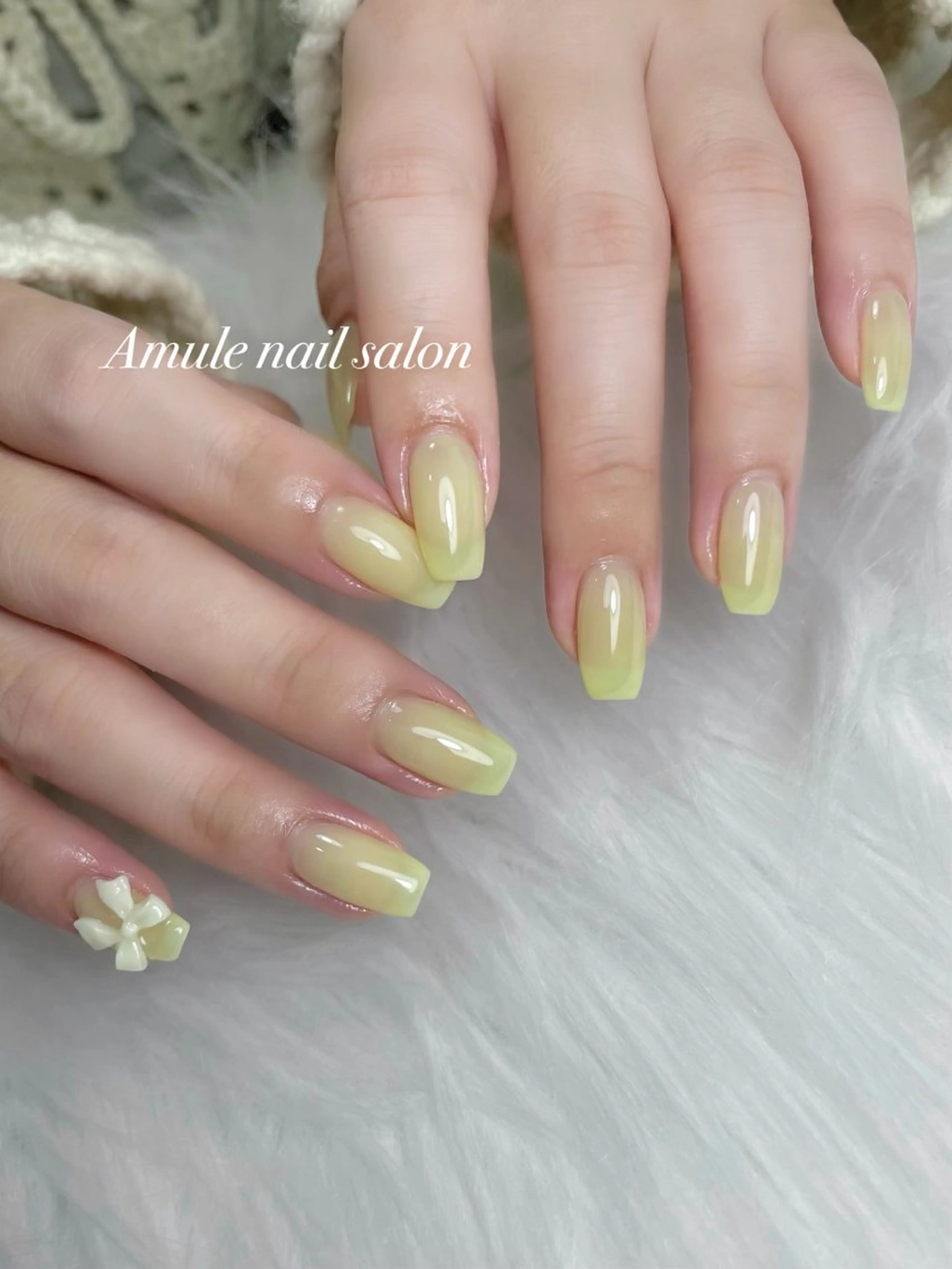 ネイル リボン ハンドネイル Amule nailsalonのネイルデザイン