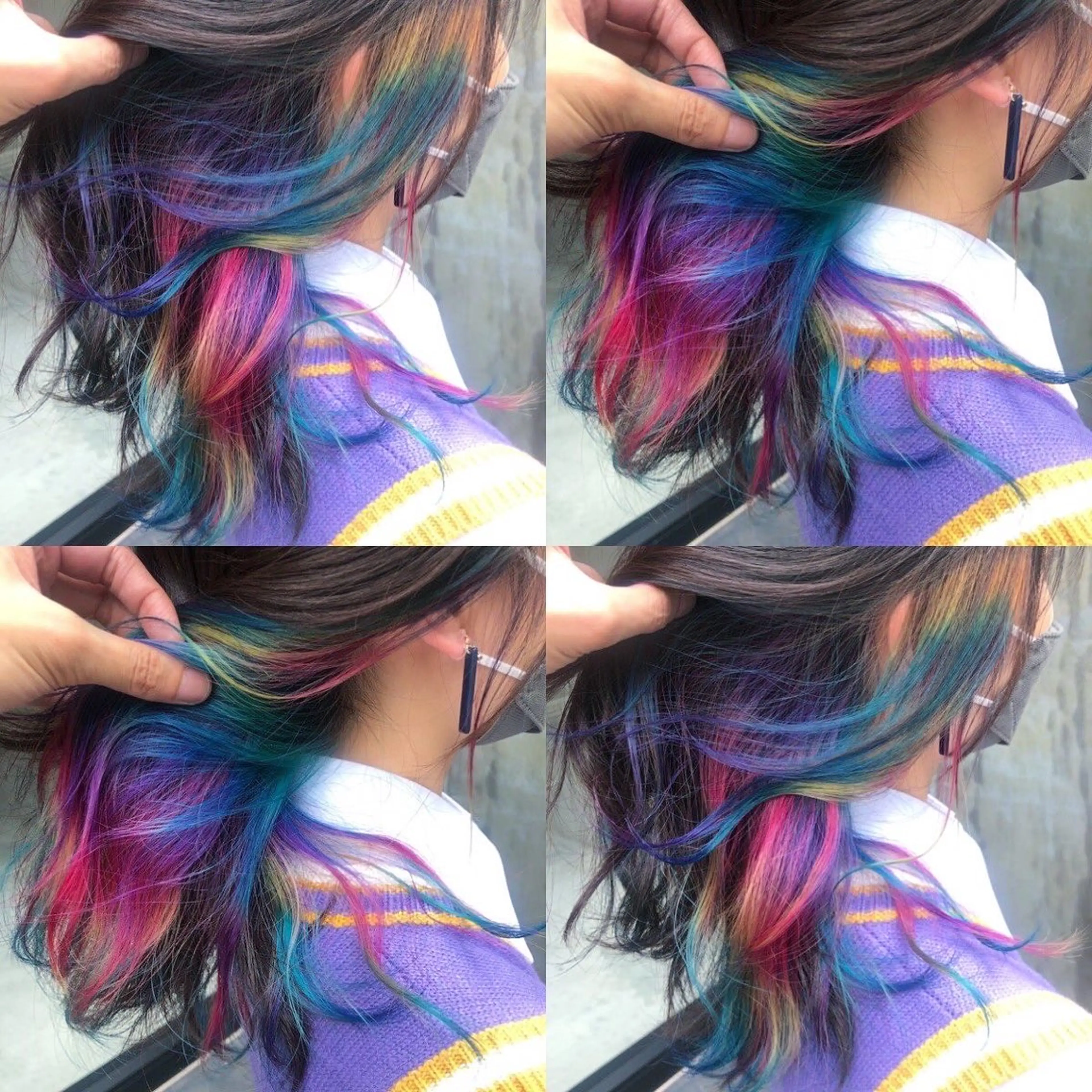 ミディアム カラー ブリーチ イヤリングカラー インナーカラー ユニコーンカラー カット ヘアカラー トリートメント 原宿サロン代表 デザインカラー伊藤卓のヘアスタイル