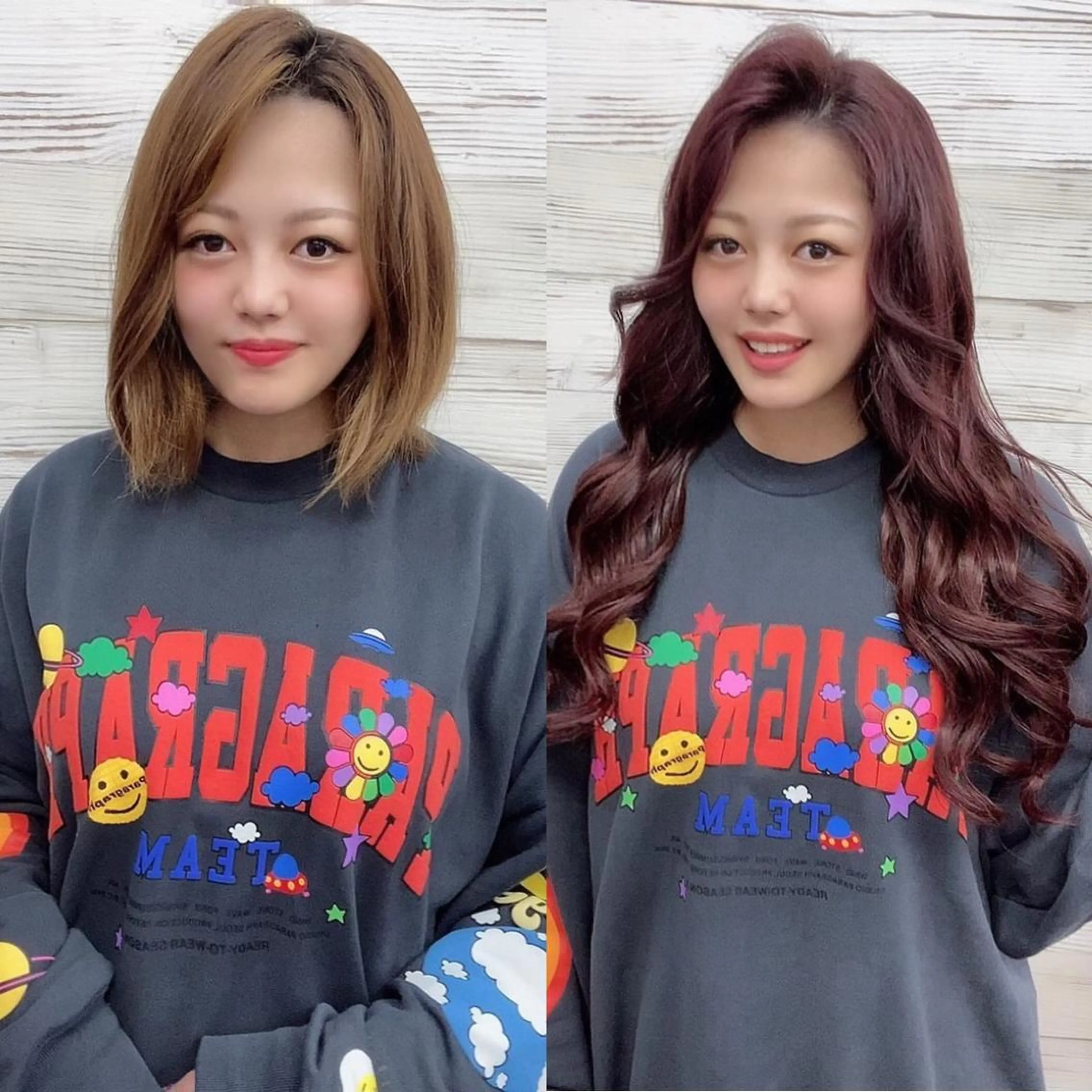 ミディアム カラー ヘアアレンジ ショートボブ 編み込みエクステ シールエクステ ミディアムパーマ バレイヤージュ LAVENDIA 初音のヘアスタイル
