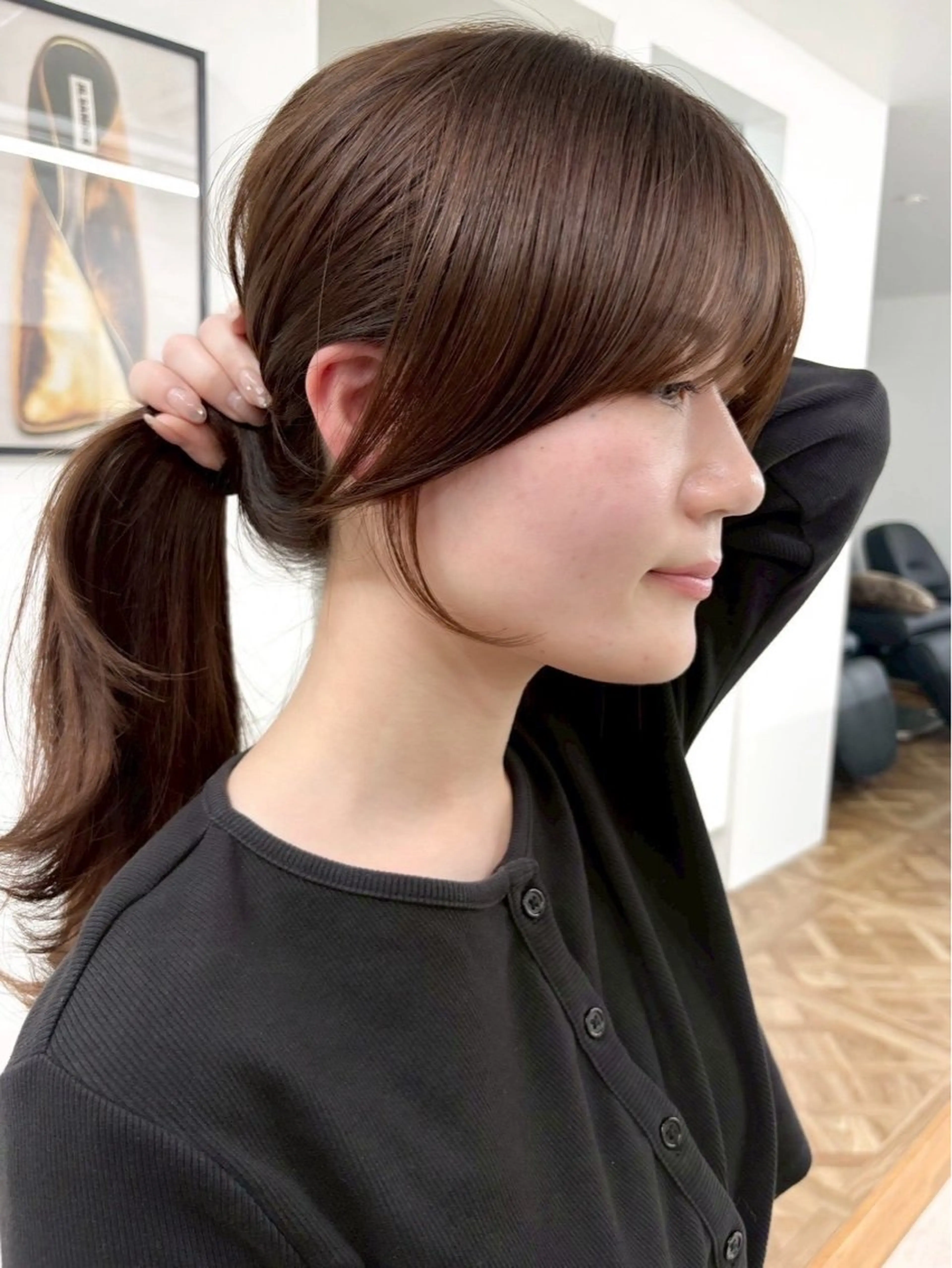 ロング カラー カット ヘアカラー トリートメント 新實 ゆりあのヘアスタイル