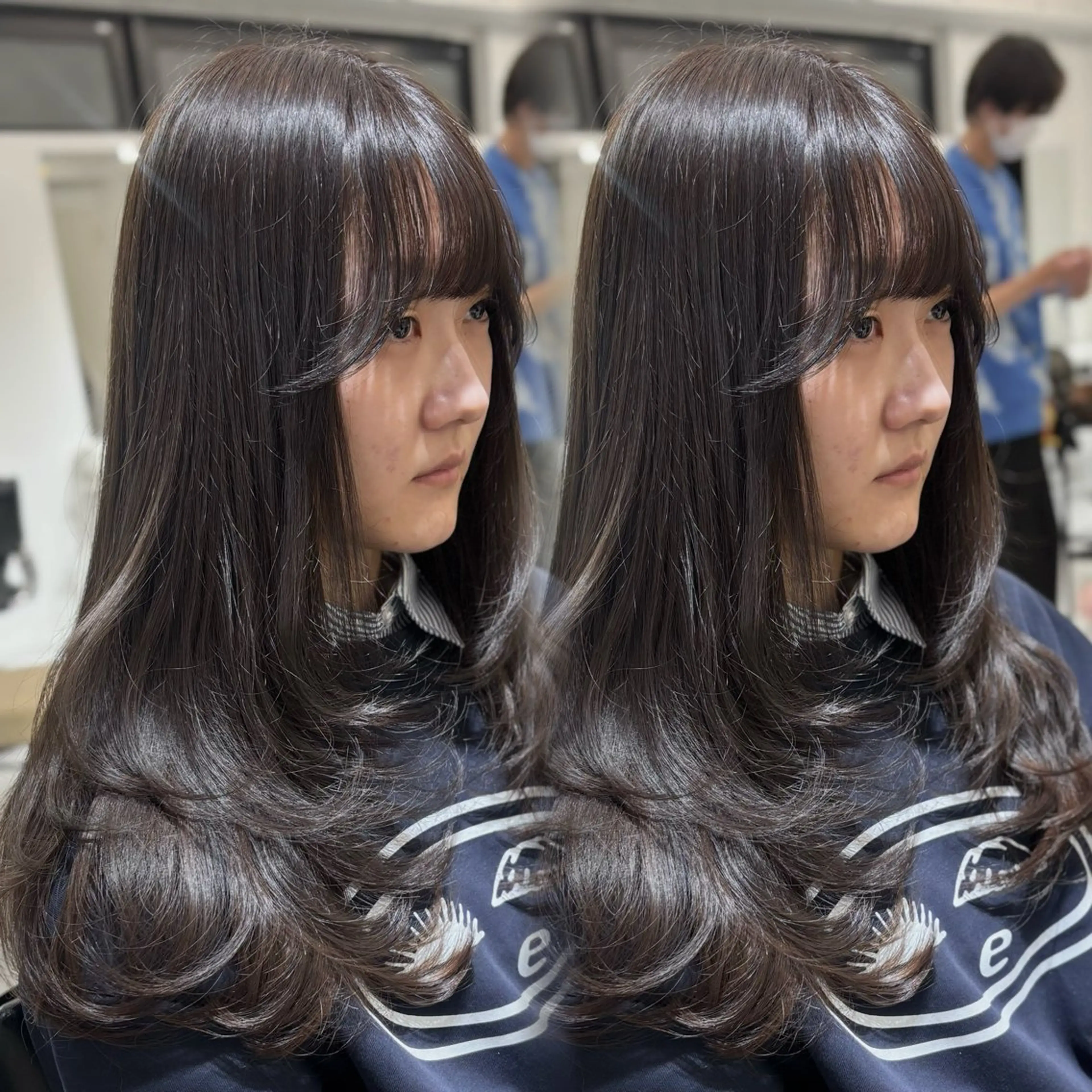 セミロング カラー グレージュ 韓国風ヘア レイヤーカット カット ヘアカラー 🩶大人韓国ヘア 渋谷/Satsukiのヘアスタイル