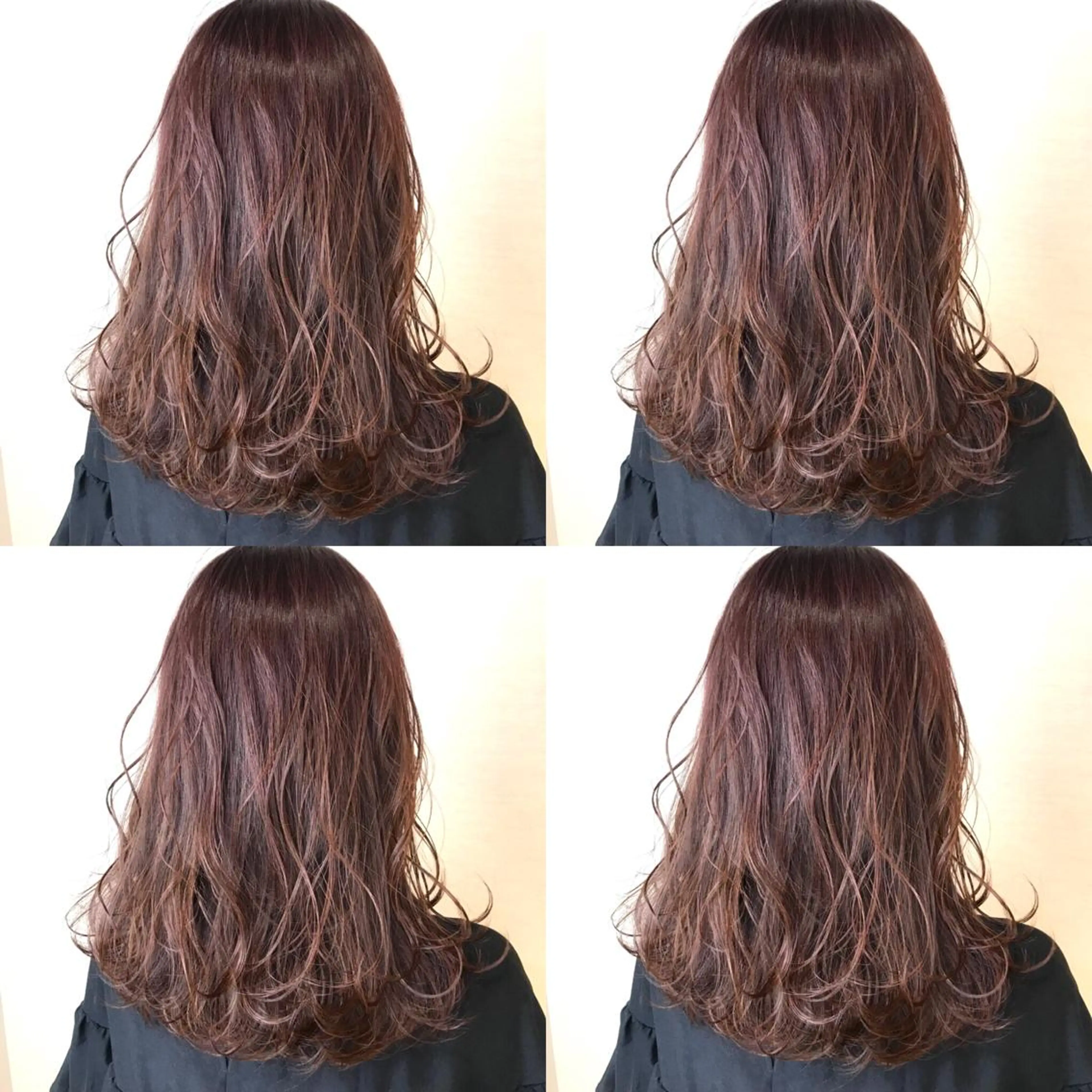 セミロング カラー ベージュカラー ローズカラー 韓国レイヤーカット/ ダブルカラーのヘアスタイル