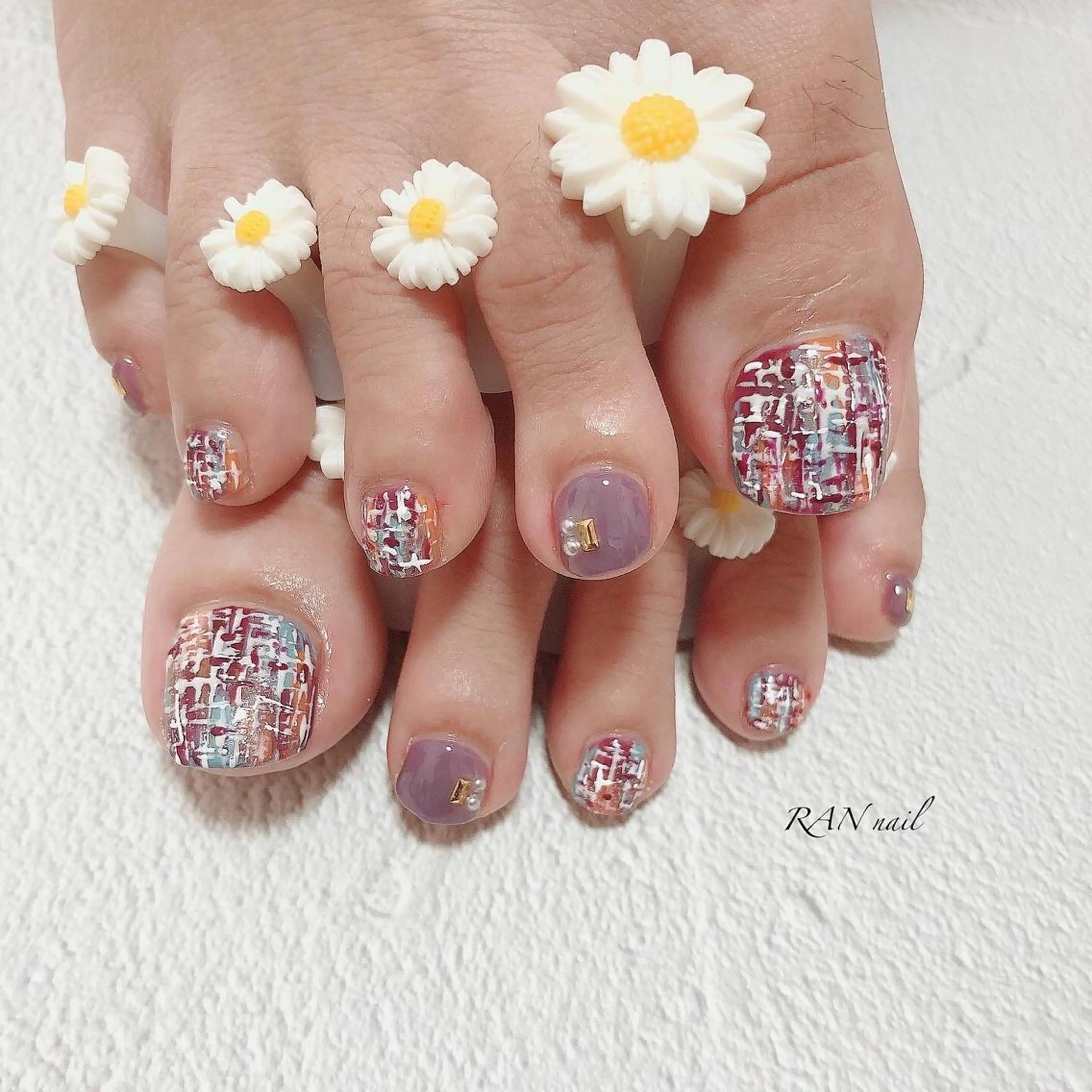 ネイル ジェルネイル オフィスネイル ツイードネイル 冬ネイル RAN nailのネイルデザイン