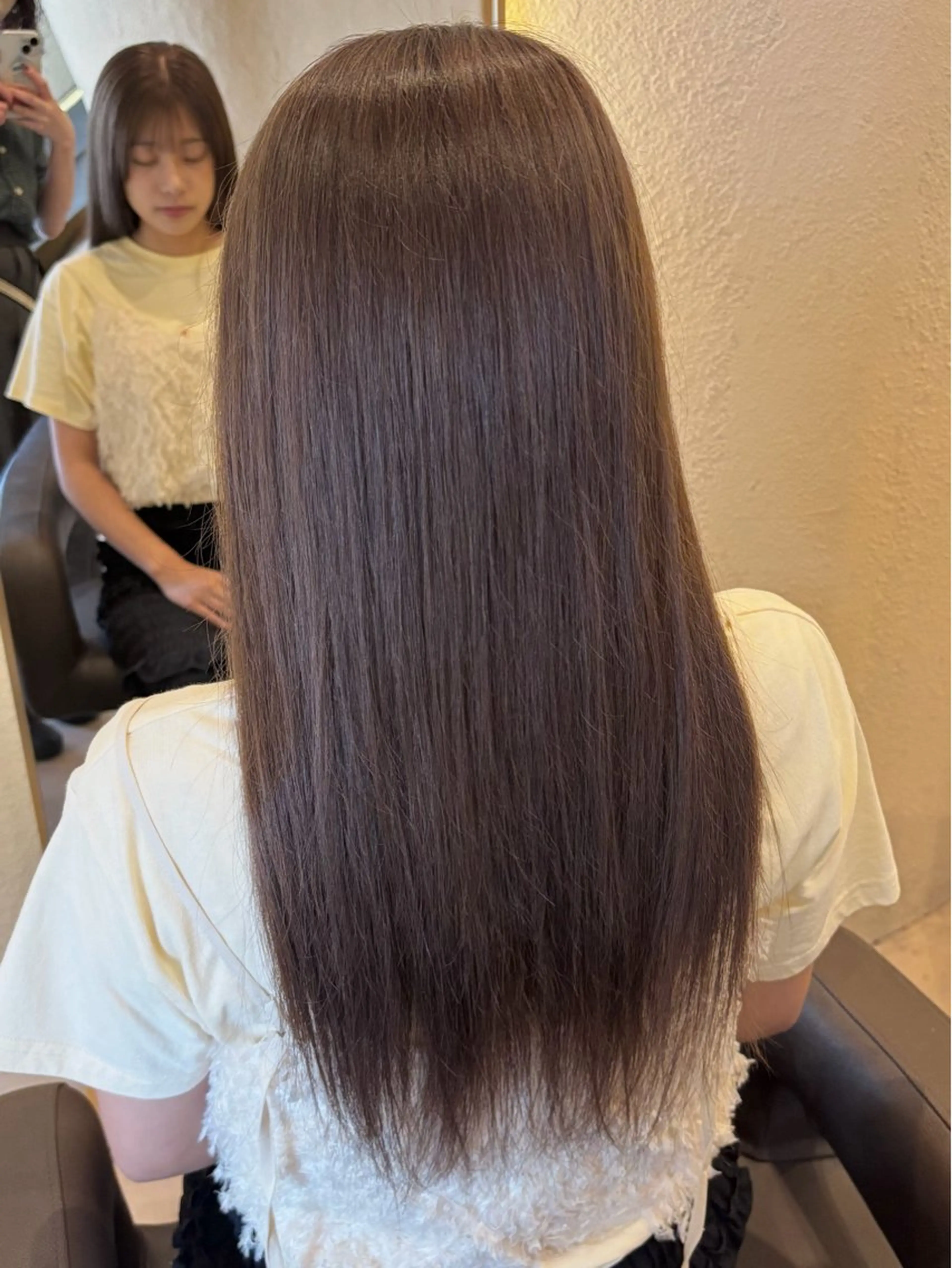 ロング カラー ブリーチ グレージュ オレンジ カット ヘアカラー 暖色カラー✨️ 門内 梨真のヘアスタイル