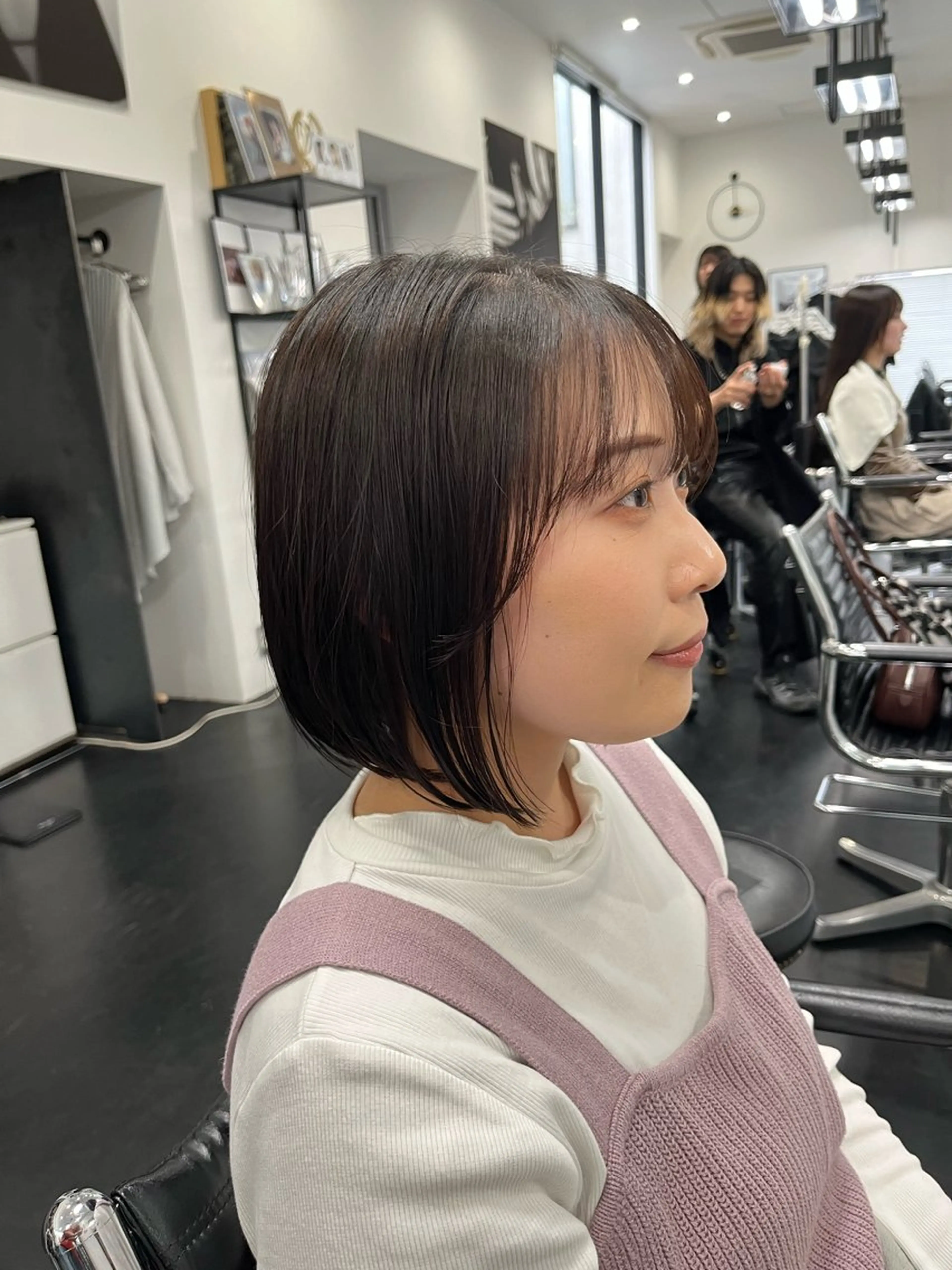 ミディアム ボブ 顔周りカット おくれ毛 パーマ/縮毛矯正 揚村武斗のヘアスタイル