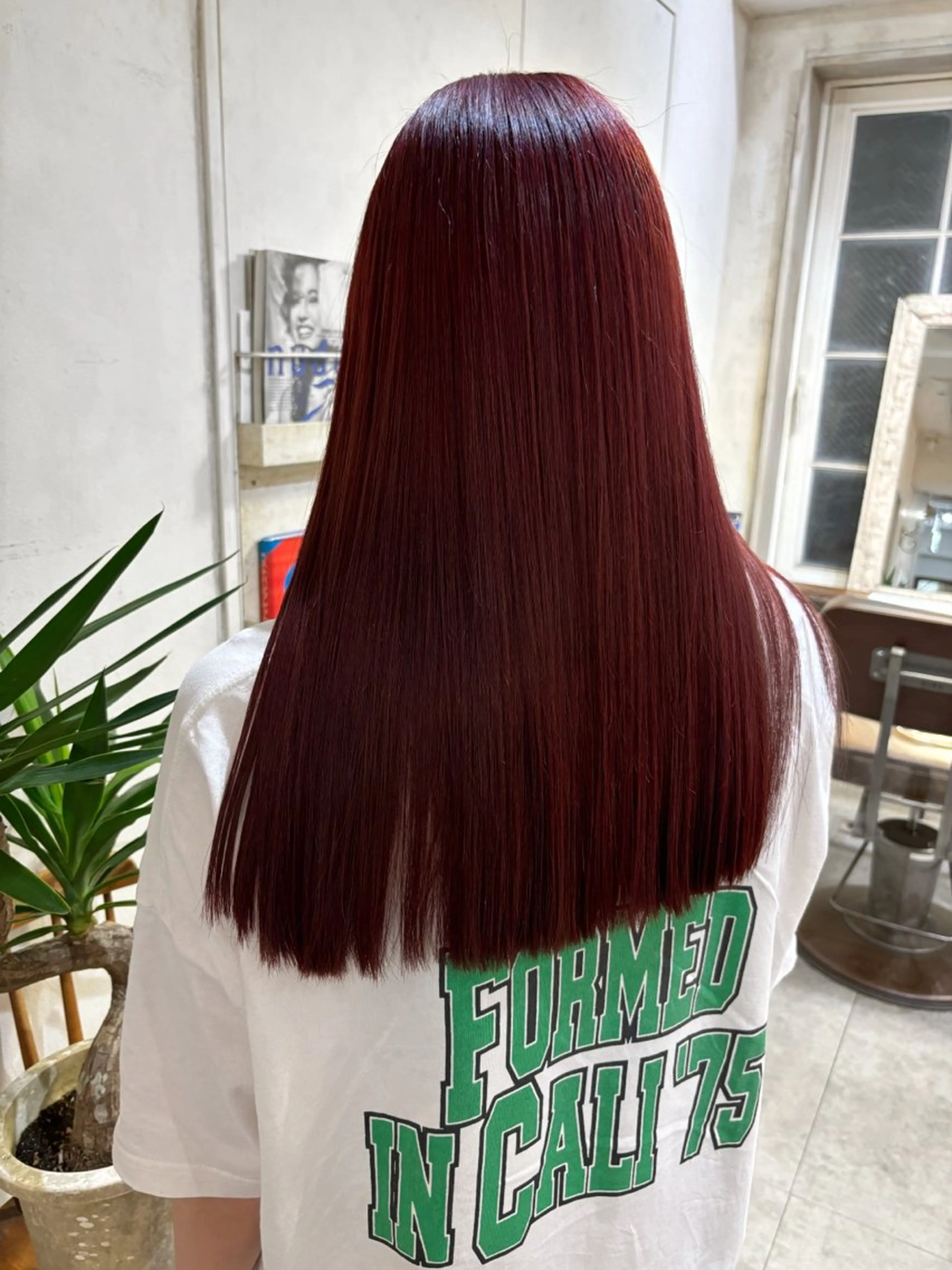 ロング カラー ブリーチ カシス ブリーチなしカラー レッドカラー asuka/似合わせ /レイヤー/暖色のヘアスタイル