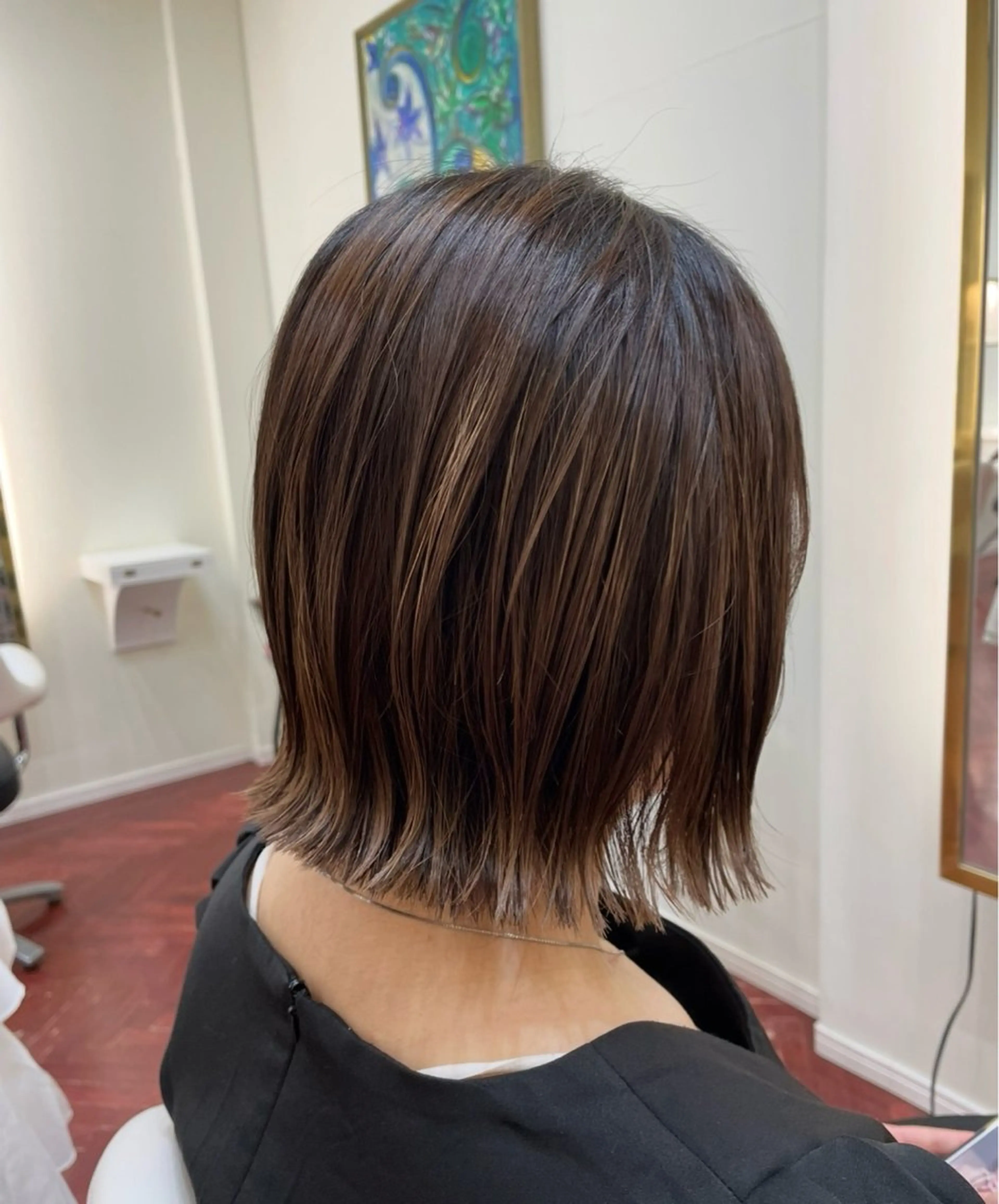 ミディアム 切りっぱなしボブ ボブ 田中 あかりのヘアスタイル