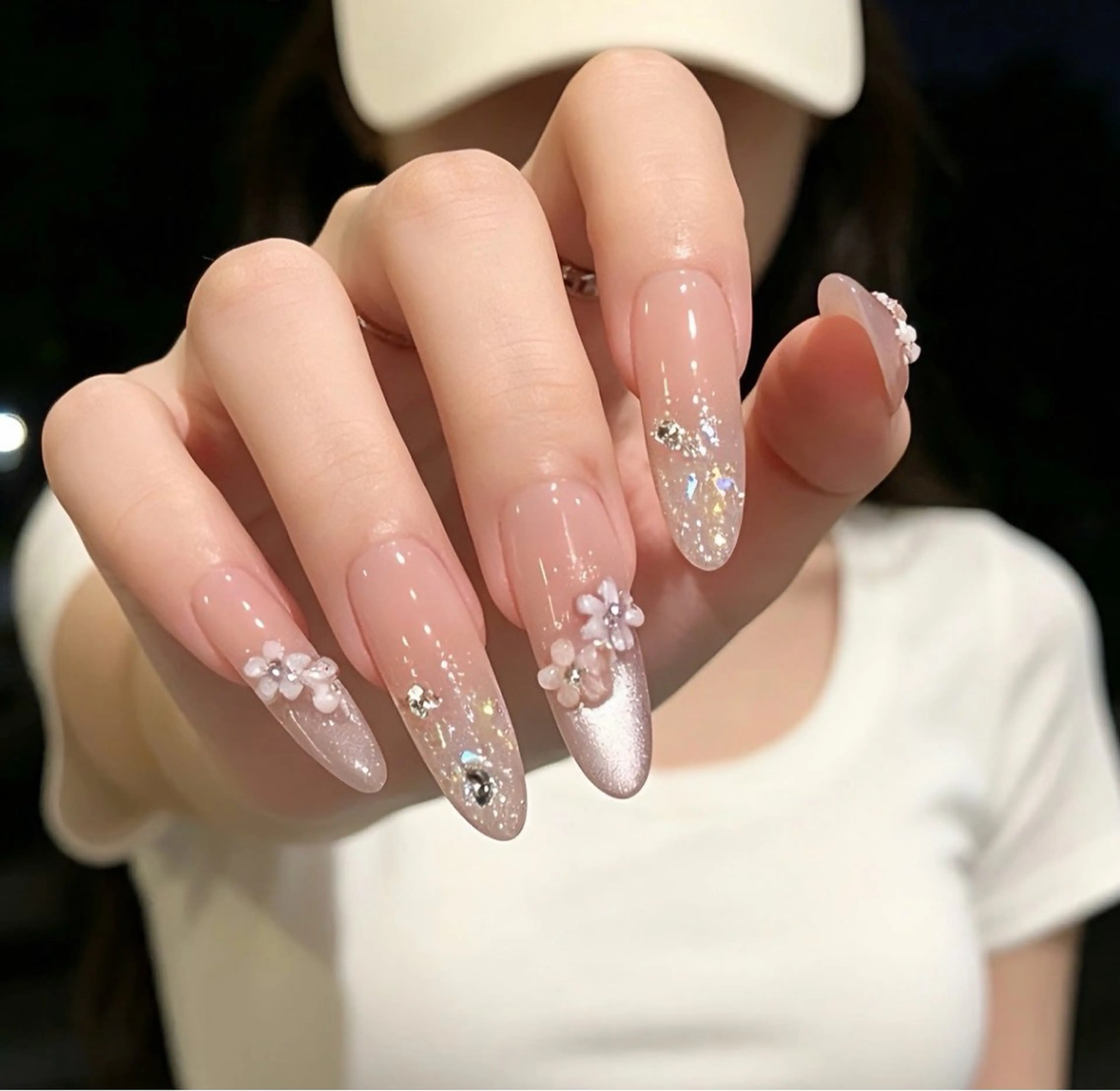 ネイル フレンチネイル キラキラネイル 韓国ネイル シンプルネイル ワンホンネイル ハンドネイル MEI Nailのネイルデザイン