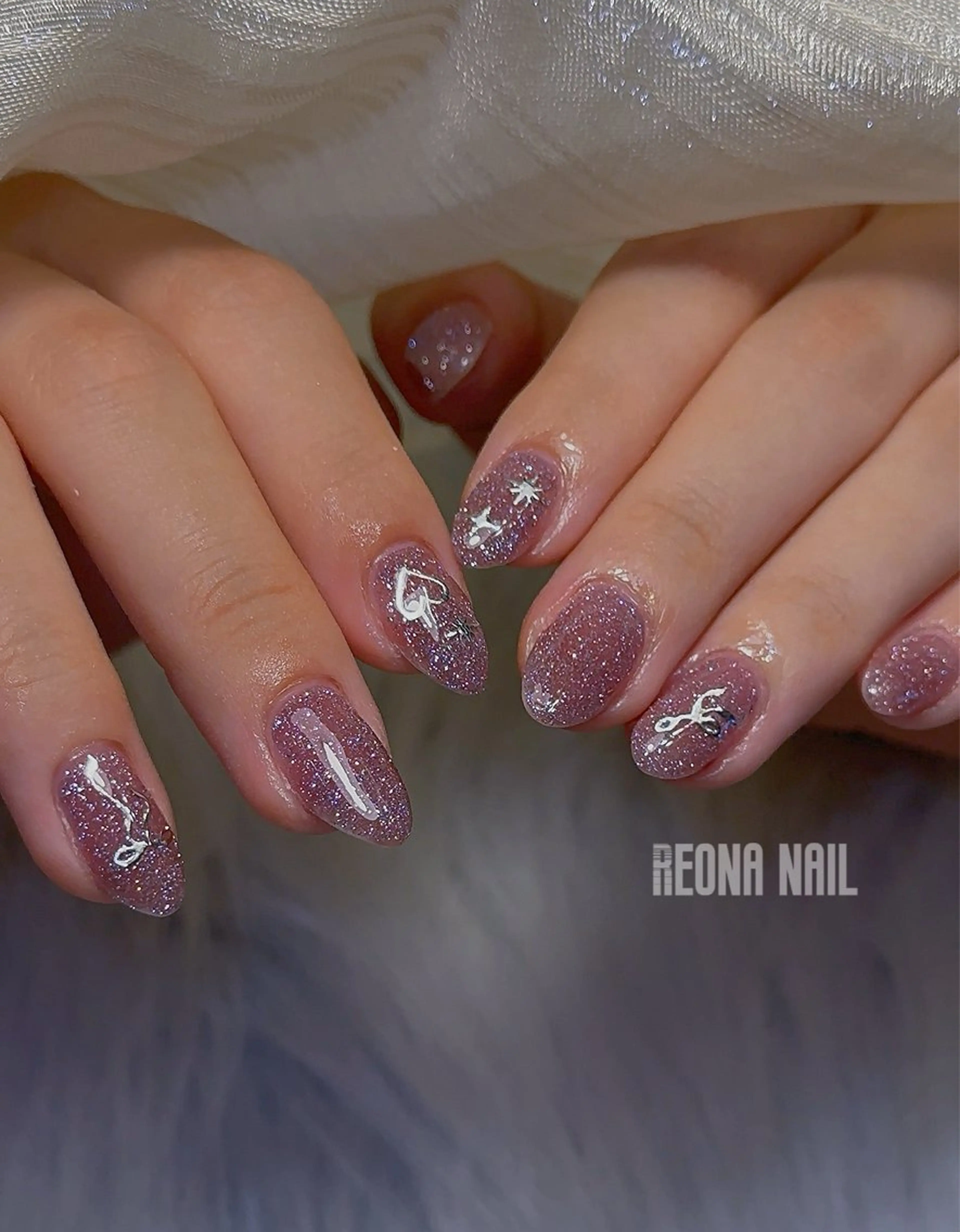 ネイル ジェルネイル ハート マグネットネイル ミラーネイル パラジェル Reona Nailのネイルデザイン