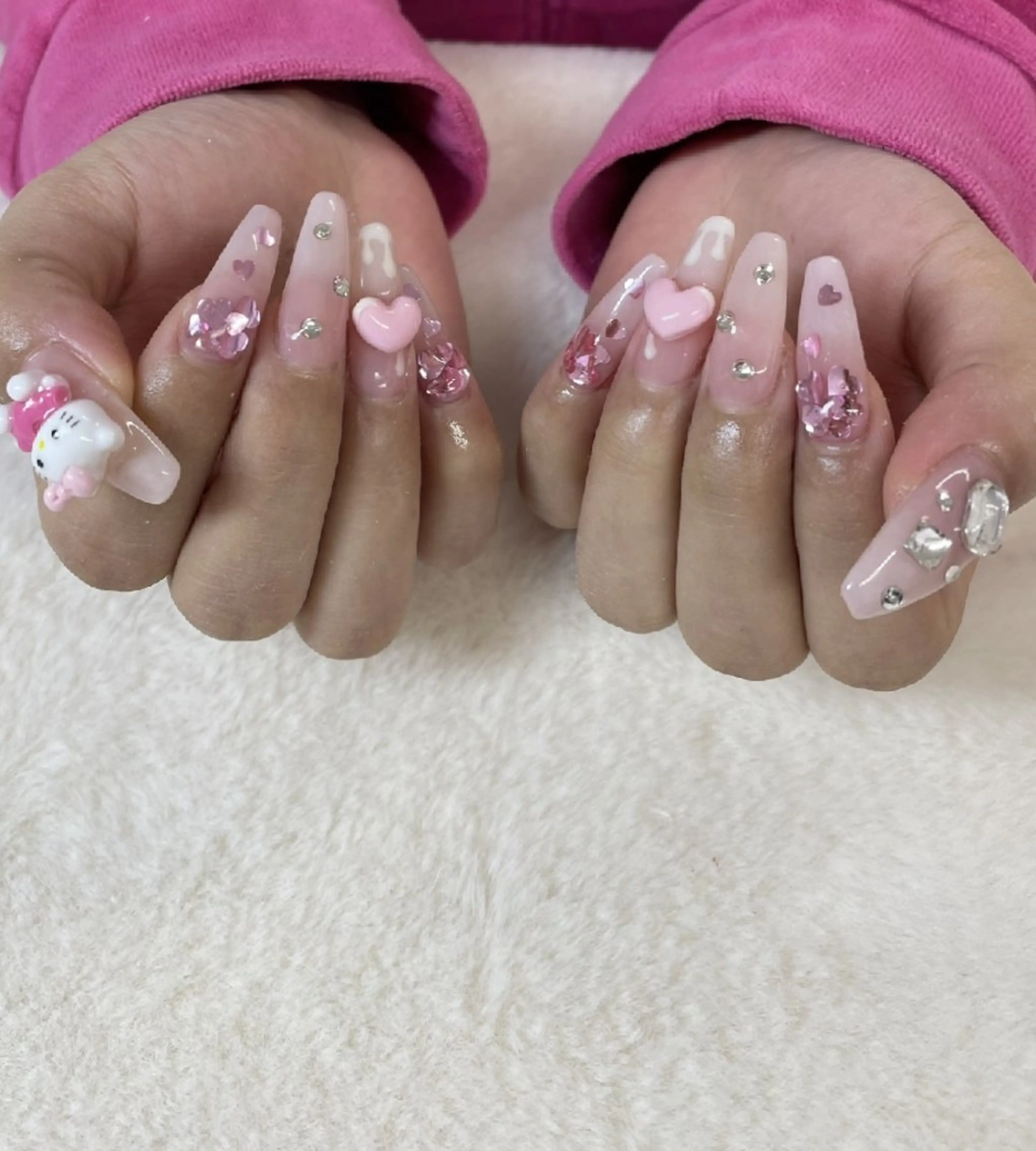 ネイル 長さ出し ハート バレンタイン ハンドネイル ハンドケア 心斎橋Salon Epokkuのネイルデザイン