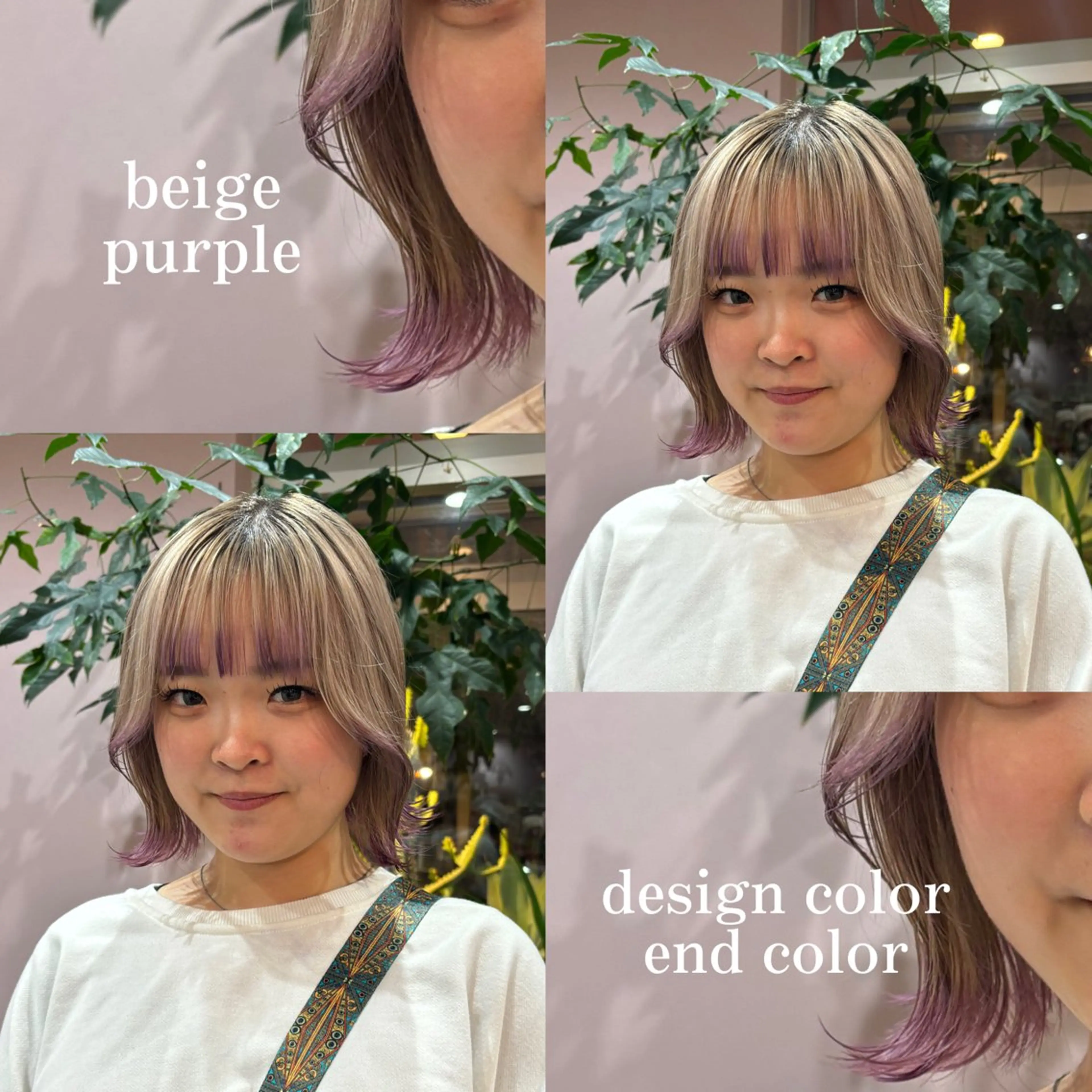 ミディアム カラー ブリーチ デザインカラー ボブ 似合わせレイヤー/ Wカラー🧸こころのヘアスタイル
