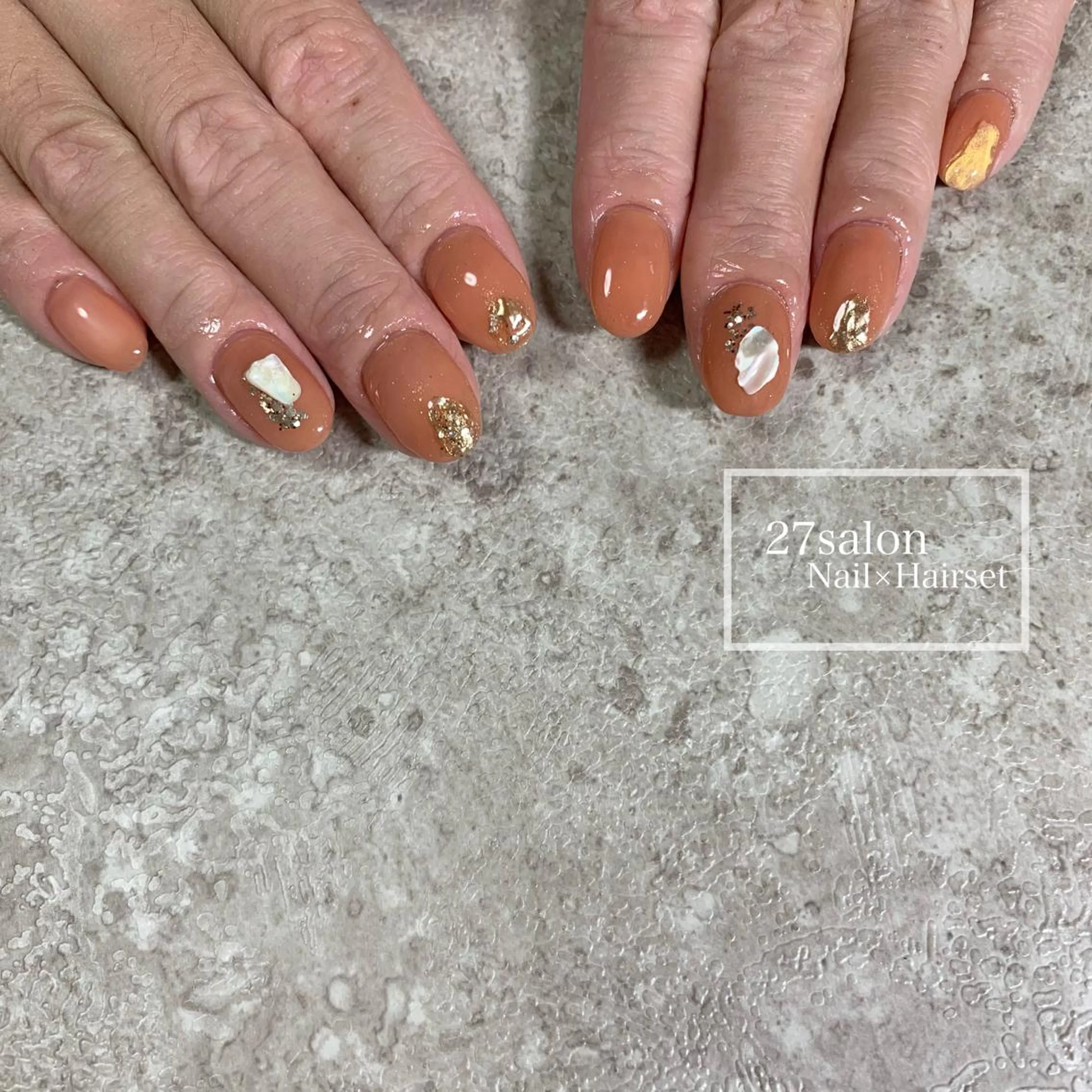 ネイル オレンジ 春ネイル 27salon yuinaのネイルデザイン