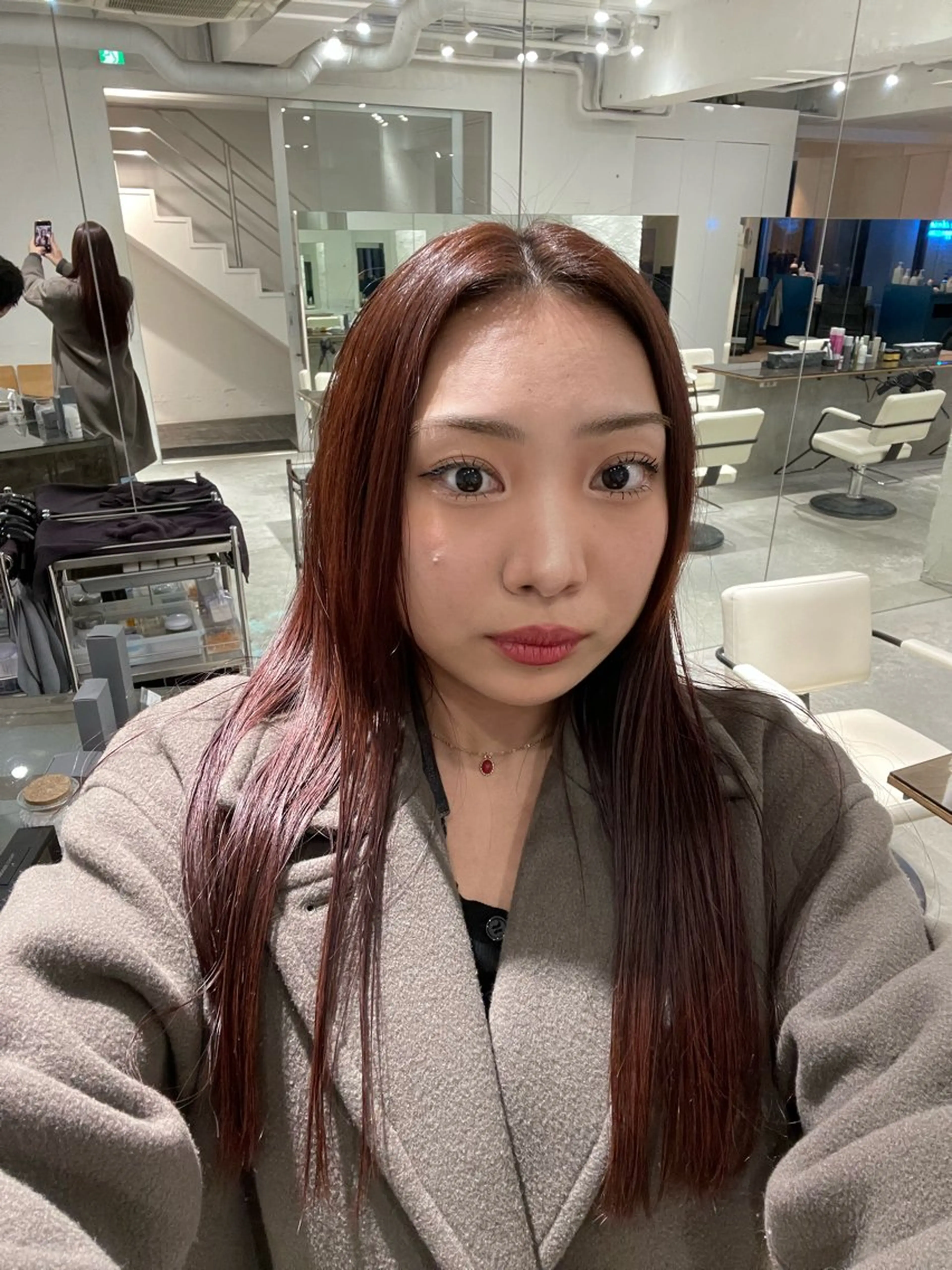 ロング カラー ブリーチ 透明感カラー ブリーチなしカラー レッドカラー ロング メンズカット パーマ[佐橋]のヘアスタイル