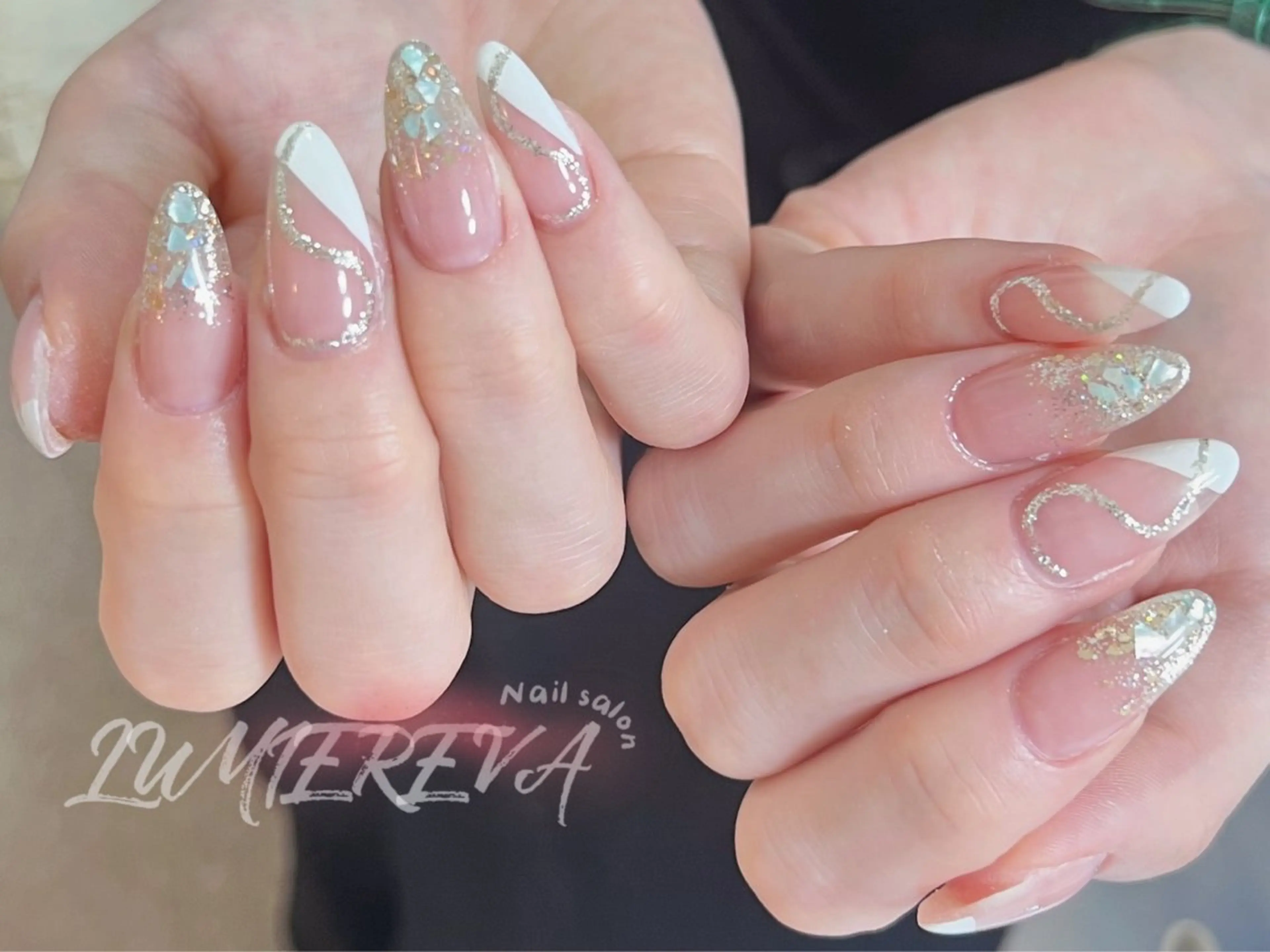 ネイル オーロラネイル 長さ出し ジェルネイル 氷ネイル・うるうるネイル 韓国ネイル Lumiereva nail salonのネイルデザイン