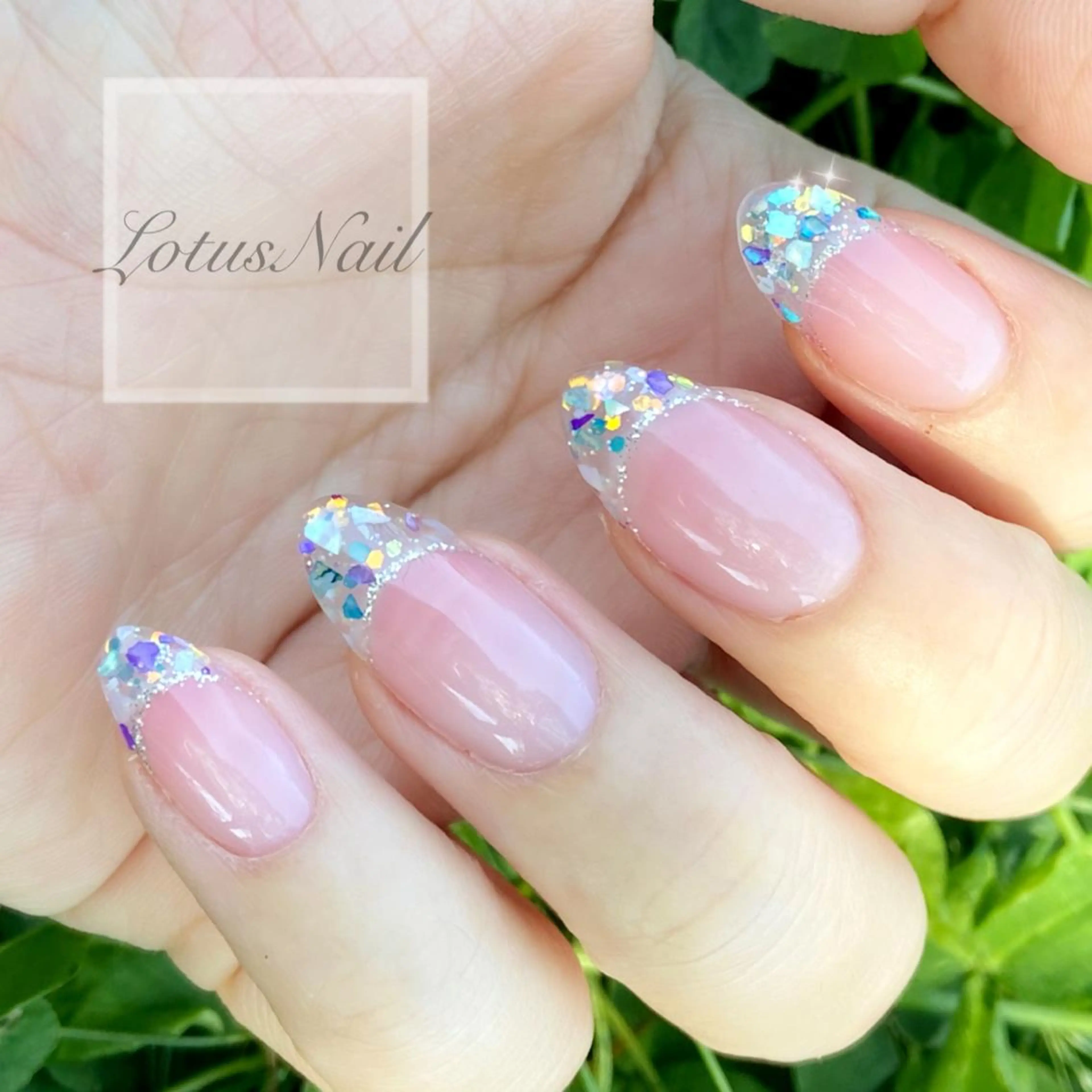 ネイル クリアネイル フレンチネイル ラメ(グリッター) ワンカラーネイル Lotus Nailのネイルデザイン