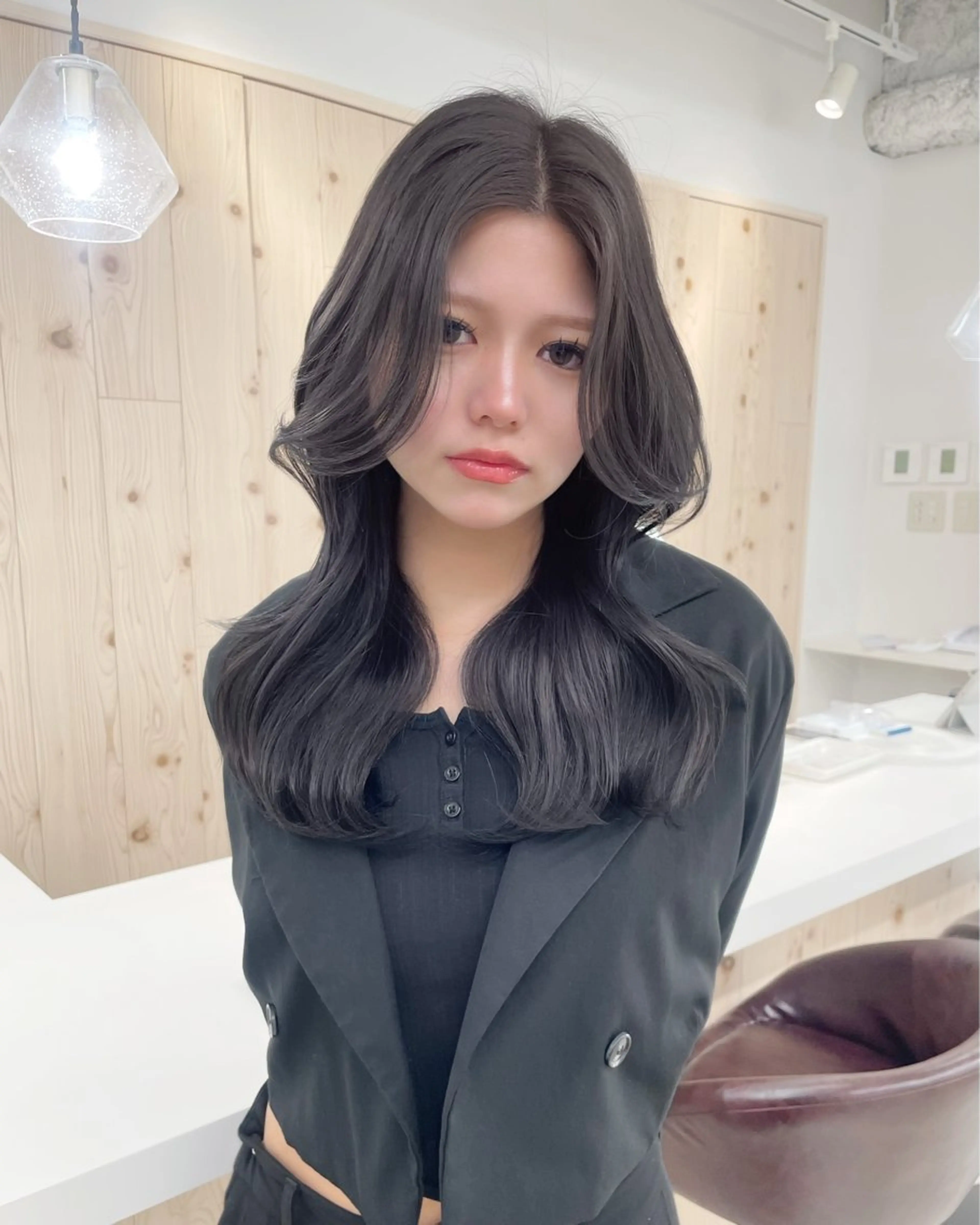 セミロング カラー カット ヘアカラー トリートメント ヘアセット 新宿/韓国ヘア/ 髪質改善ストレートのヘアスタイル