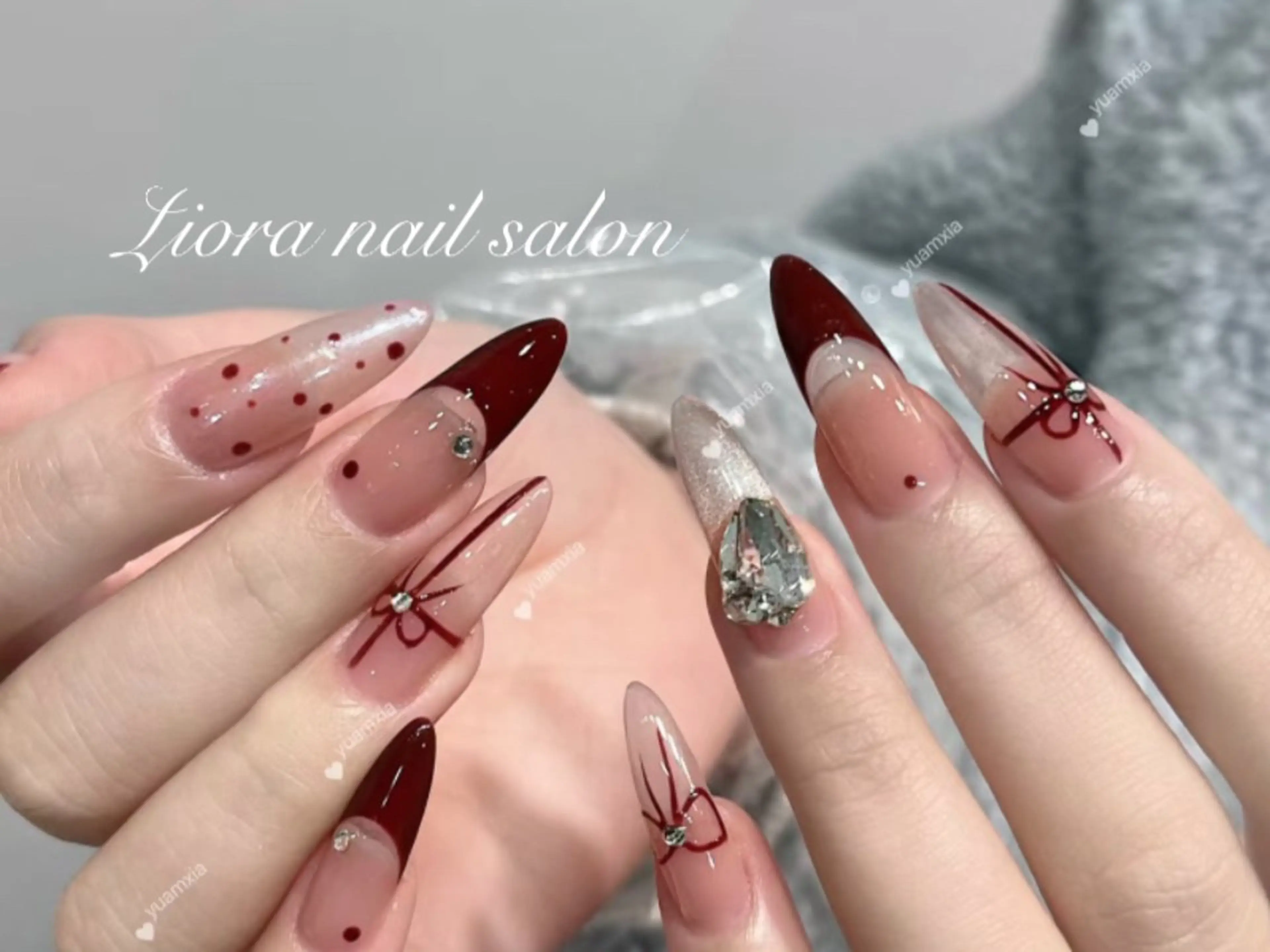ネイル フレンチネイル ジェルネイル ガーリー グラデーション キラキラネイル ハンドネイル Liora nail スカルプ専門店のネイルデザイン